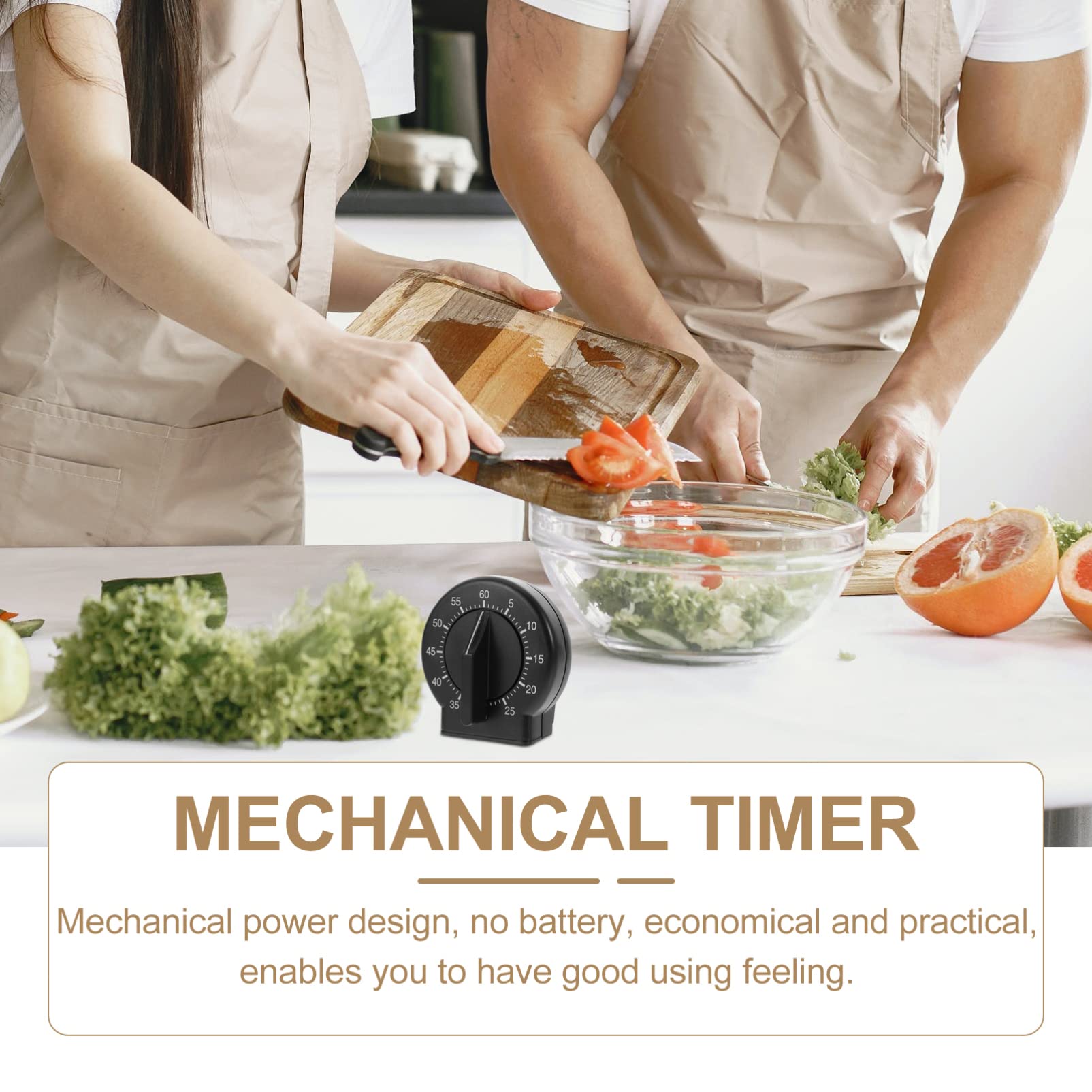 SOLUSTRE Mechanical Countdown Timer - Loud Bell Kitchen Timer for Baking, Cooking, Pot & Cake - Visual Standing Clock with Sound Alarm - Perfect for Chefs, Kids & Home Kitchen Use
