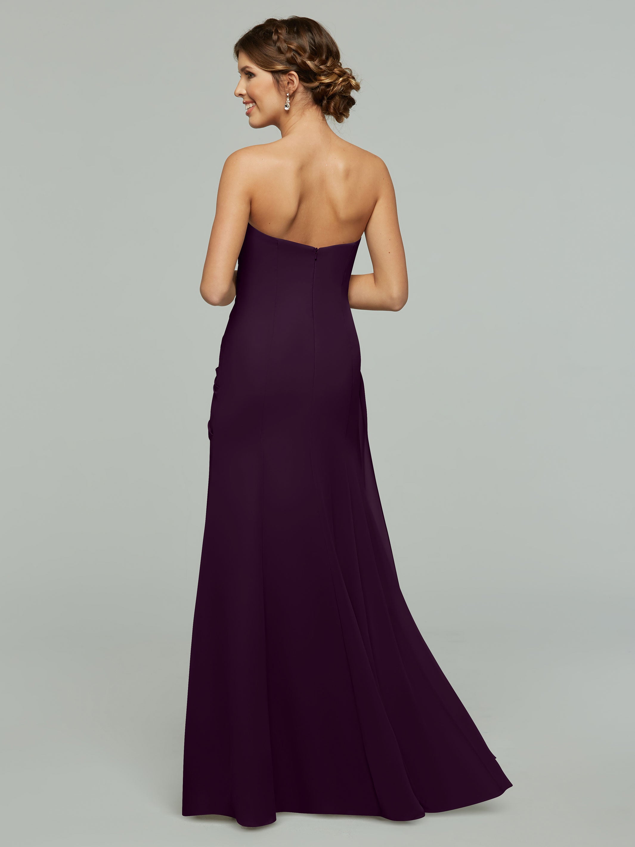 80028 1 Strapless Sweetheart Chiffon Bridesmaid Dress With Ruching - Elegant Formal Gown for Weddings, Prom & Special Occasions