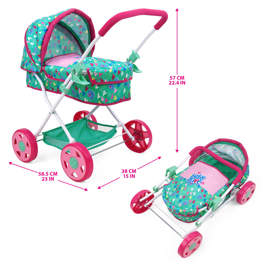 Baby Alive Travel N' Feed Playset - Pink & Green Hearts 7-Piece Doll Feeding Set for Toddlers - Perfect for On-the-Go Playtime & Pretend Feeding Fun