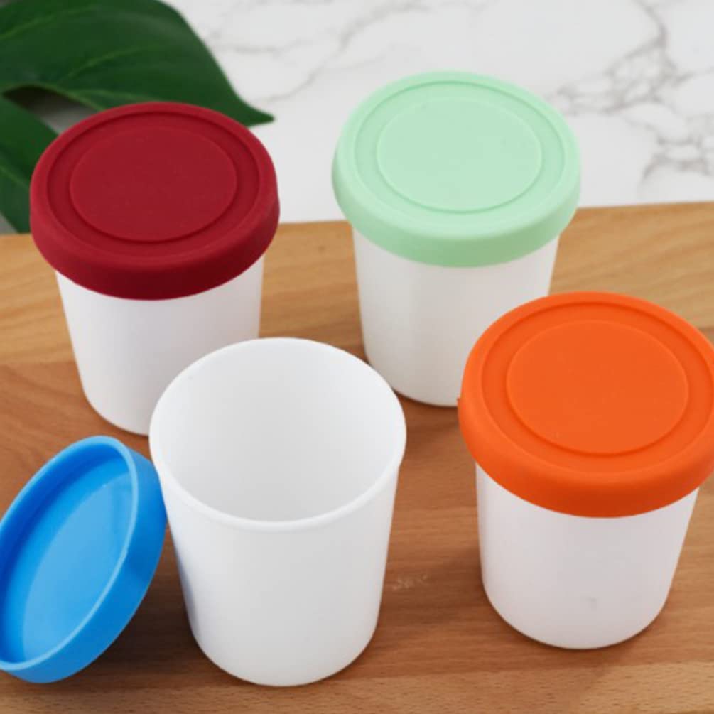 4pcs Reusable Silicone Ice Cream Cups with Lids - BPA-Free Freezer Safe Yogurt & Dessert Containers for Food Storage - Perfect for Homemade Ice Cream, Gelato, Sorbet & Party Serving