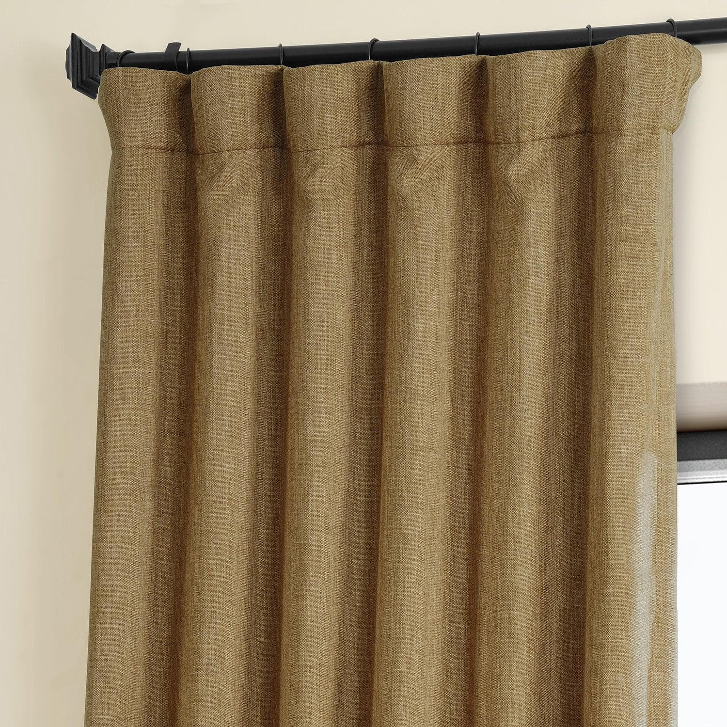 Butterscotch Textured Faux Linen Blackout Curtains for Bedroom - Thermal Insulated Window Drapes for Light Blocking & Noise Reduction