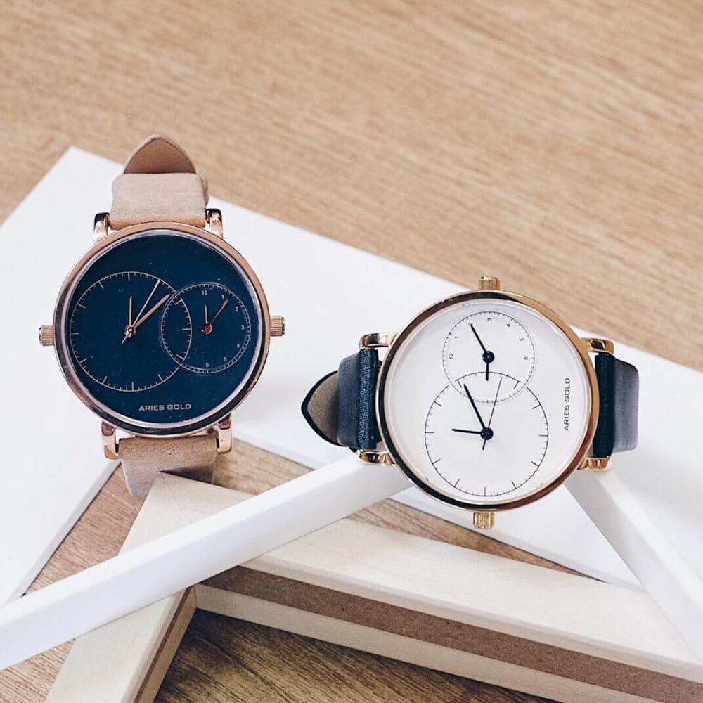 ARIES GOLD WANDERER Rose Gold Stainless Steel Women's Watch with Brown Leather Strap - Perfect for Everyday Wear, Office & Special Occasions