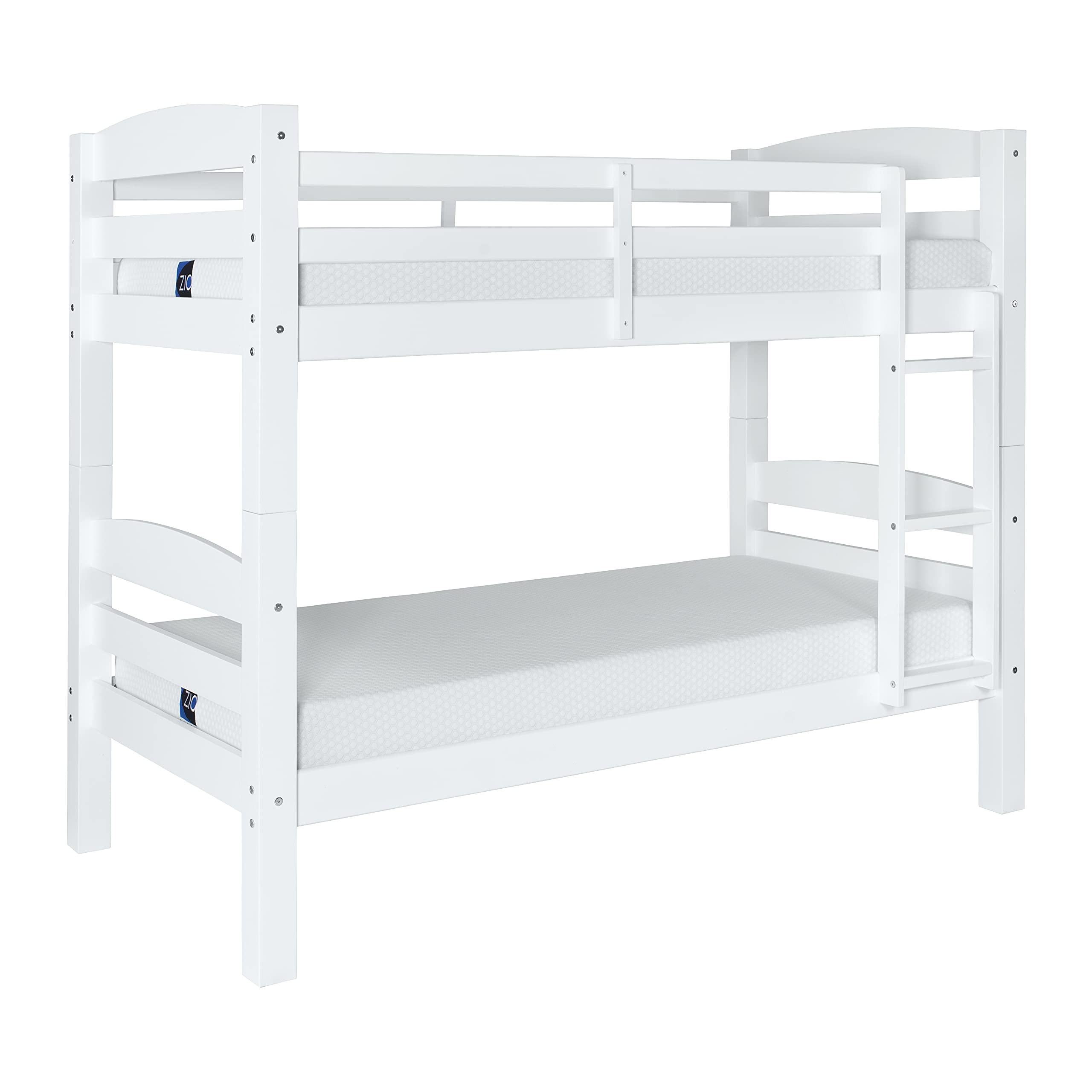 Powell Levi White Twin Over Twin Bunk Bed - Space Saving Kids Bedroom Furniture for Siblings or Sleepovers | Sturdy Wooden Bunk Beds for Small Rooms & Shared Bedrooms