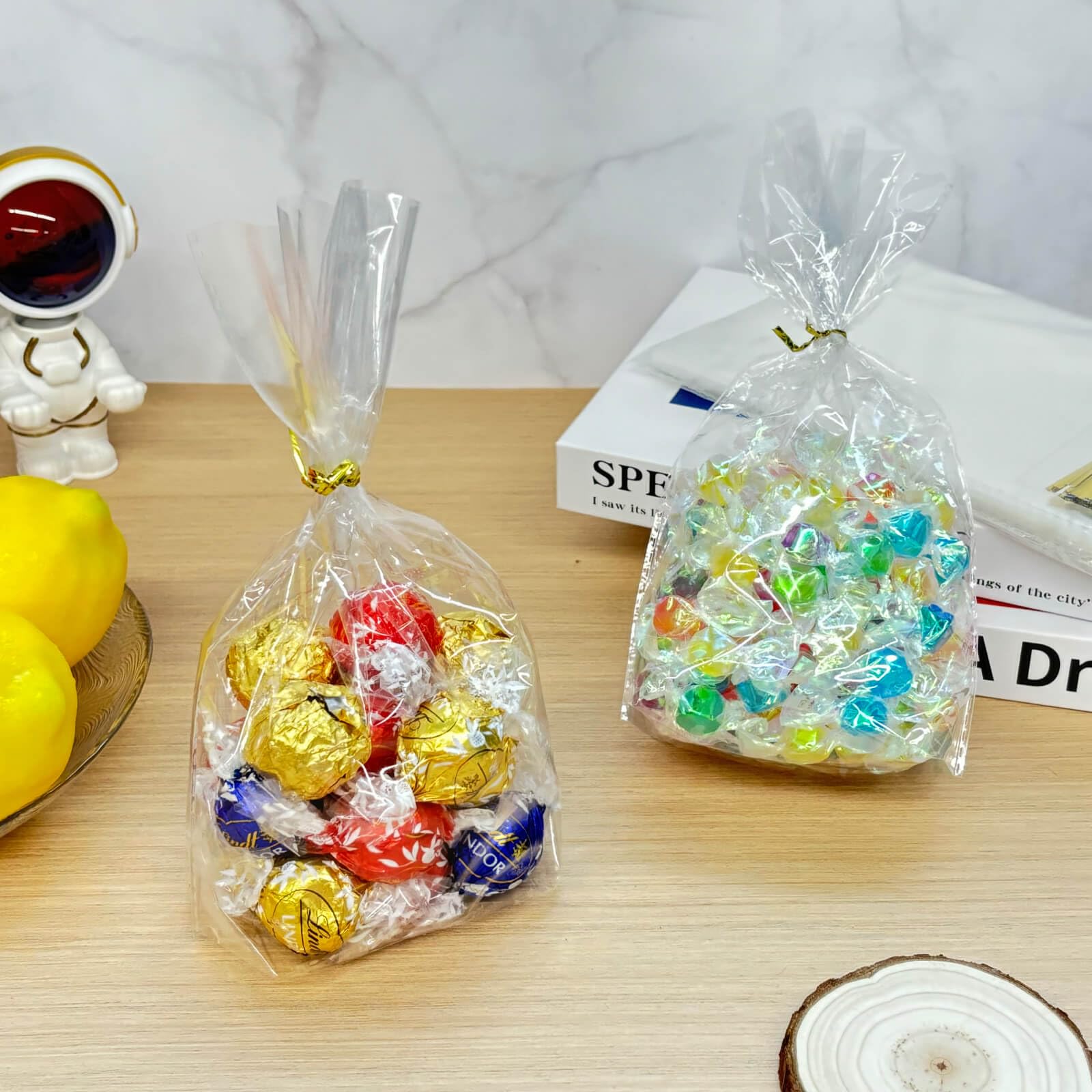 Clear Cellophane Treat Bags with Ties, 6