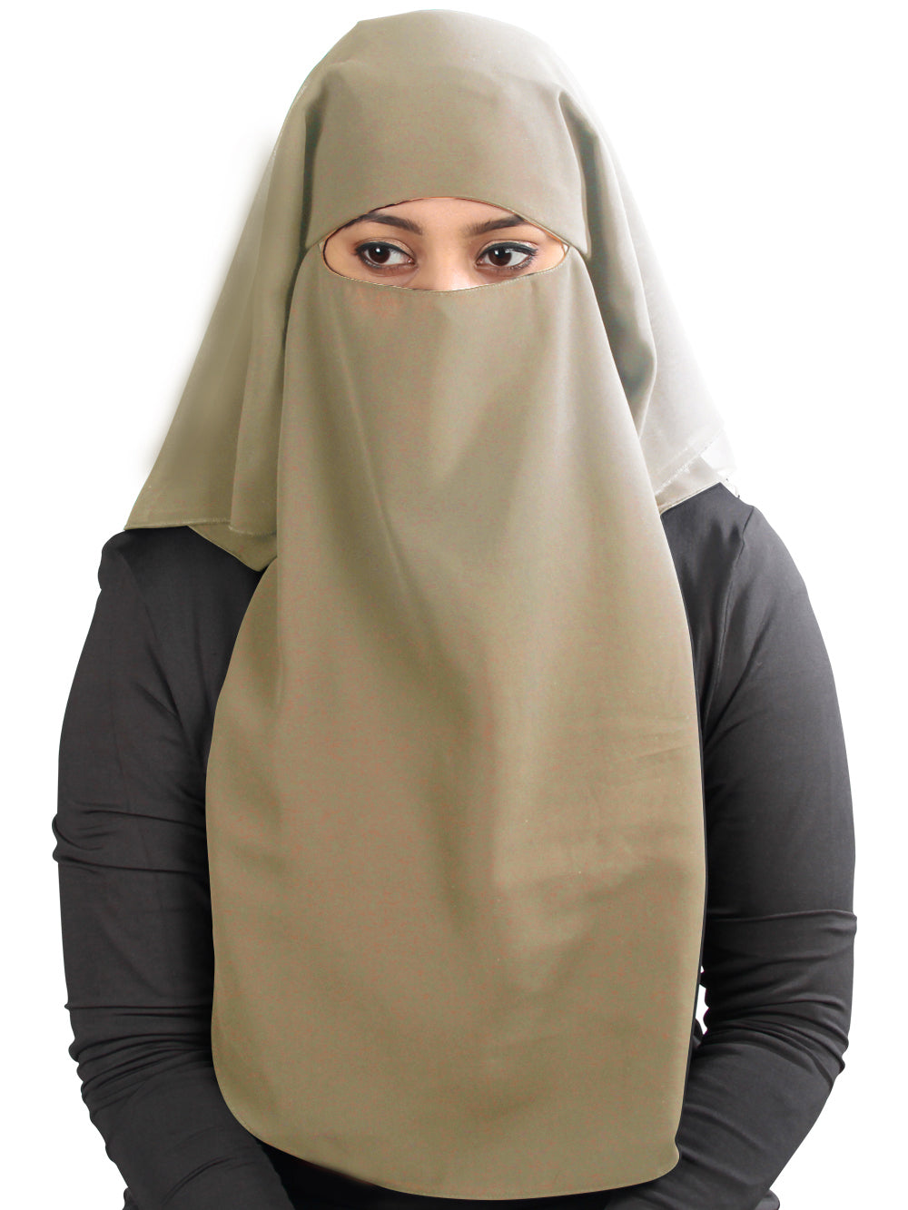 Black Georgette 3-Layer Niqab for Women - Modest Islamic Face Covering for Prayer, Travel, and Daily Wear
