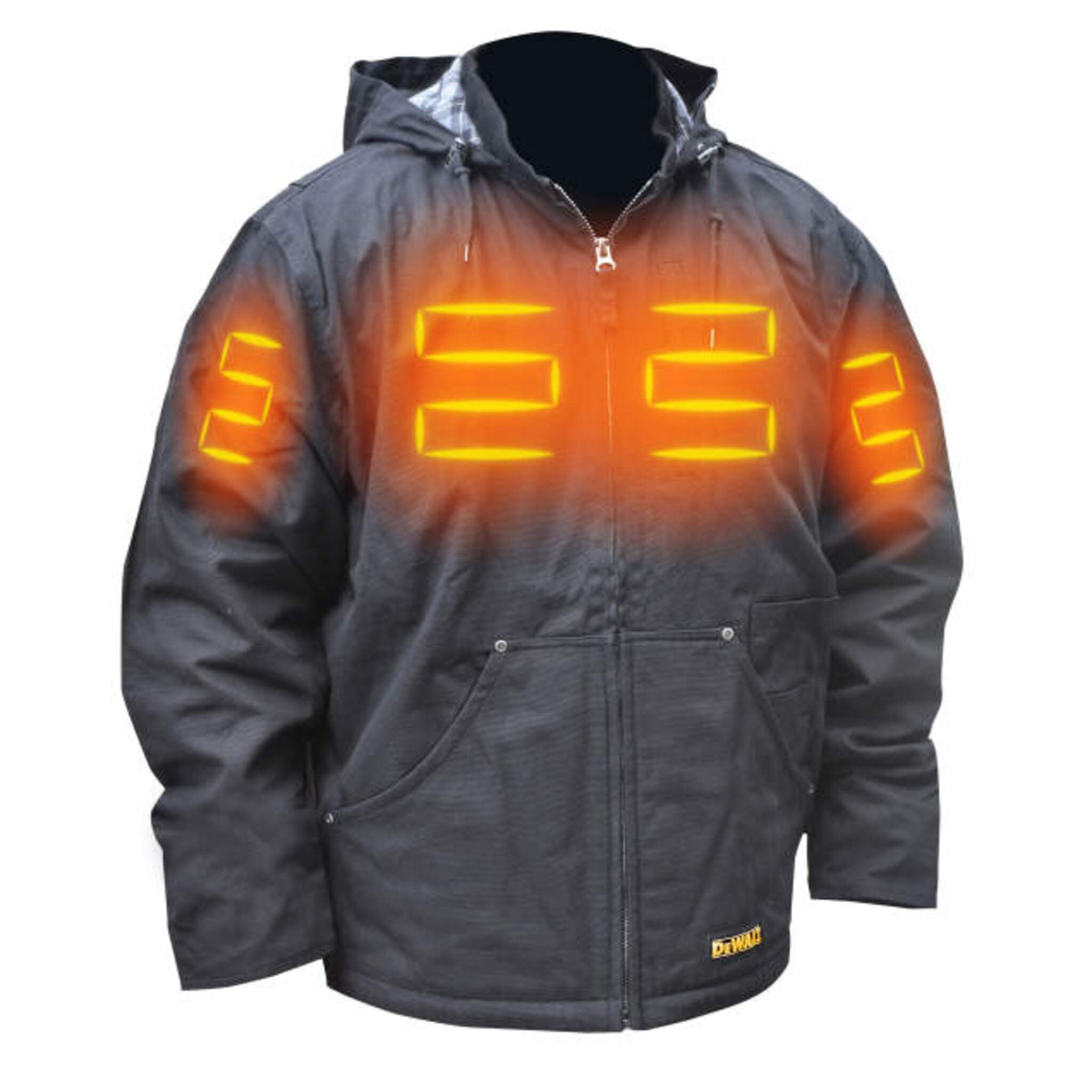 DEWALT® Men's Heated Heavy Duty Work Jacket - 5 Adjustable Heat Zones, Windproof & Water Resistant, Flannel Lined, Multiple Utility Pockets, Battery Adapter Included | Perfect for Construction, Outdoor Work & Winter Activities