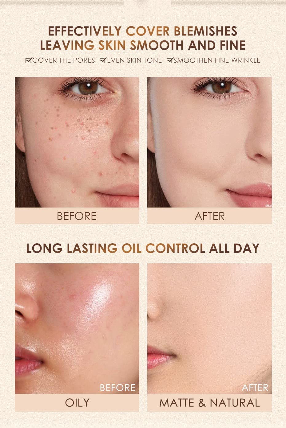 BB Cream Concealer Foundation - Moisturizing, Full Coverage Makeup for Women - Perfect for Daily Wear, Work & Special Occasions