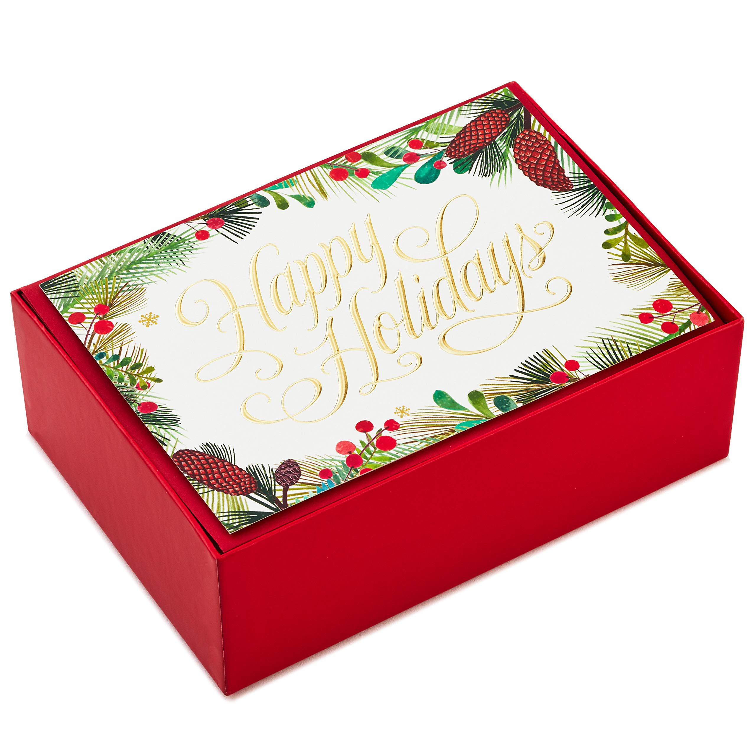 Hallmark Holiday Greeting Cards with Festive Greenery Design - Box of 40 Cards & Envelopes - Perfect for Christmas, Thanksgiving & Seasonal Celebrations