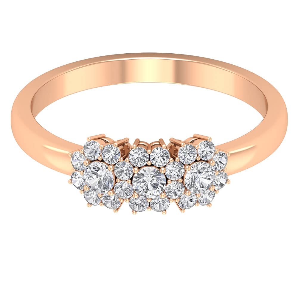 1/2 CT Diamond Promise Ring for Women - 14K Solid Gold Flower Cluster Engagement Ring - Perfect for Anniversaries, Proposals & Special Occasions
