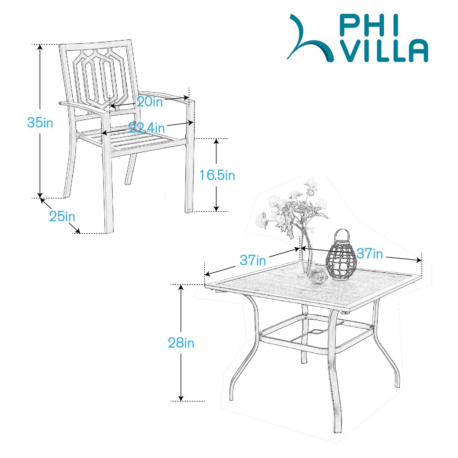 PHI VILLA 5-Piece Outdoor Dining Set - 37