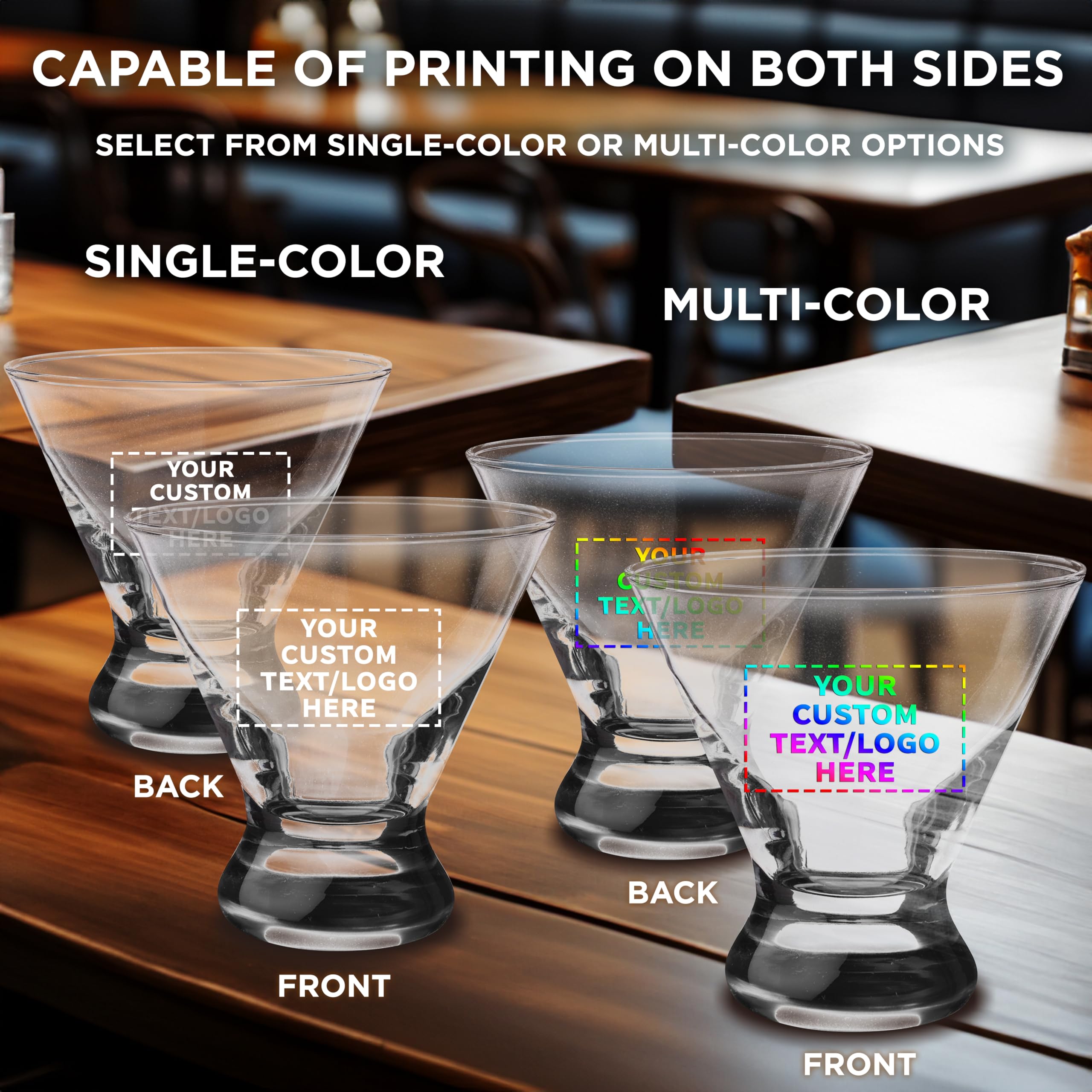 Custom Libbey Martini Glasses 8.25 oz (Set of 50) - Personalized Bulk Barware for Cocktails, Weddings & Events - Elegant Black Glassware - Perfect for Home Bars, Bachelorette Parties & Corporate Gifts