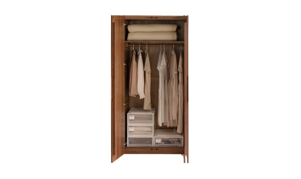 Solid Oak Wood Modern Wardrobe - Stylish & Durable Closet for Bedroom, Walk-In Closet, or Guest Room Storage