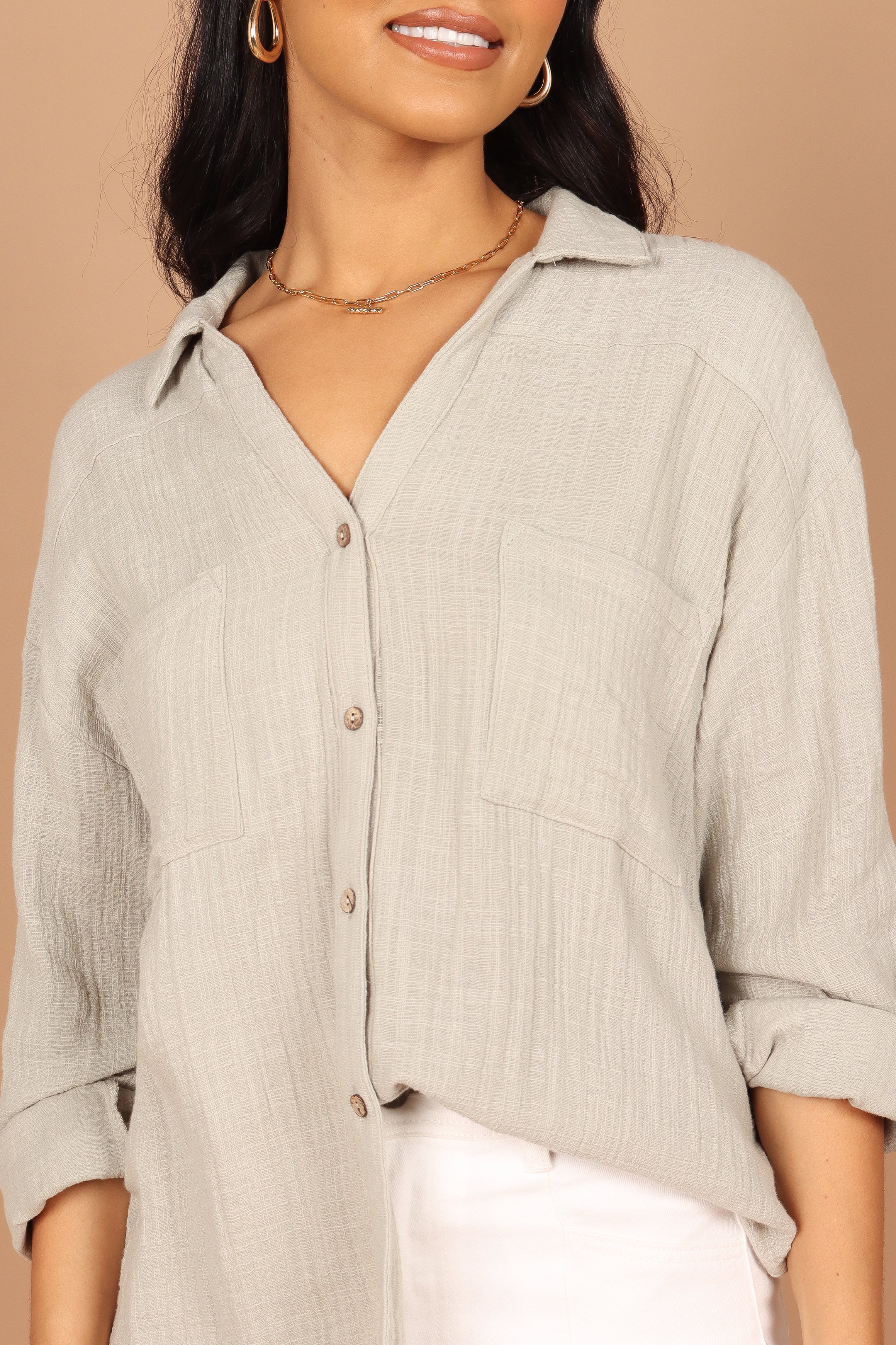 Bobby Button Down Top for Women - Soft Sage Green Casual Shirt | Perfect for Office, Outings & Everyday Wear