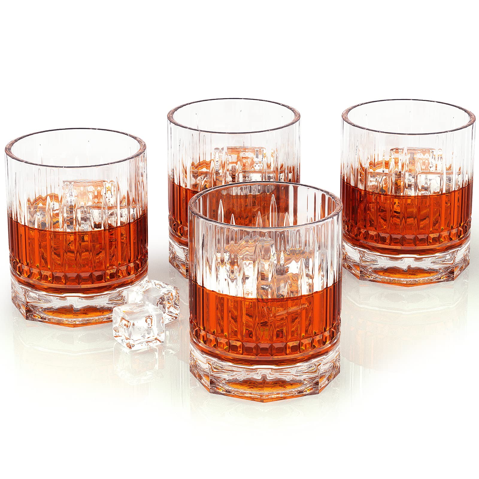 Premium 11oz Whiskey Glasses Set of 4 - Crystal Bourbon & Scotch Rocks Glasses for Men - Perfect for Home Bars & Gifts