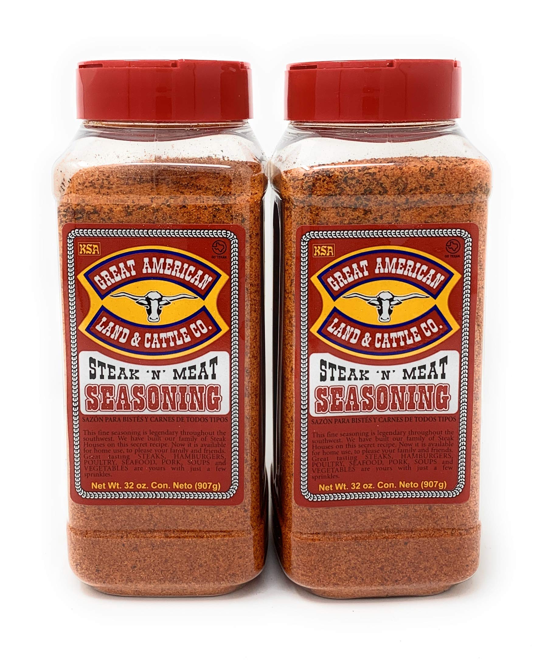 Premium American Steak & Meat Seasoning - All Natural Spice Blend for Grilling, BBQ & Roasting - 32oz Bulk Container (Pack of 2) - Perfect for Steakhouse Flavor at Home, Backyard Cookouts & Camping Trips