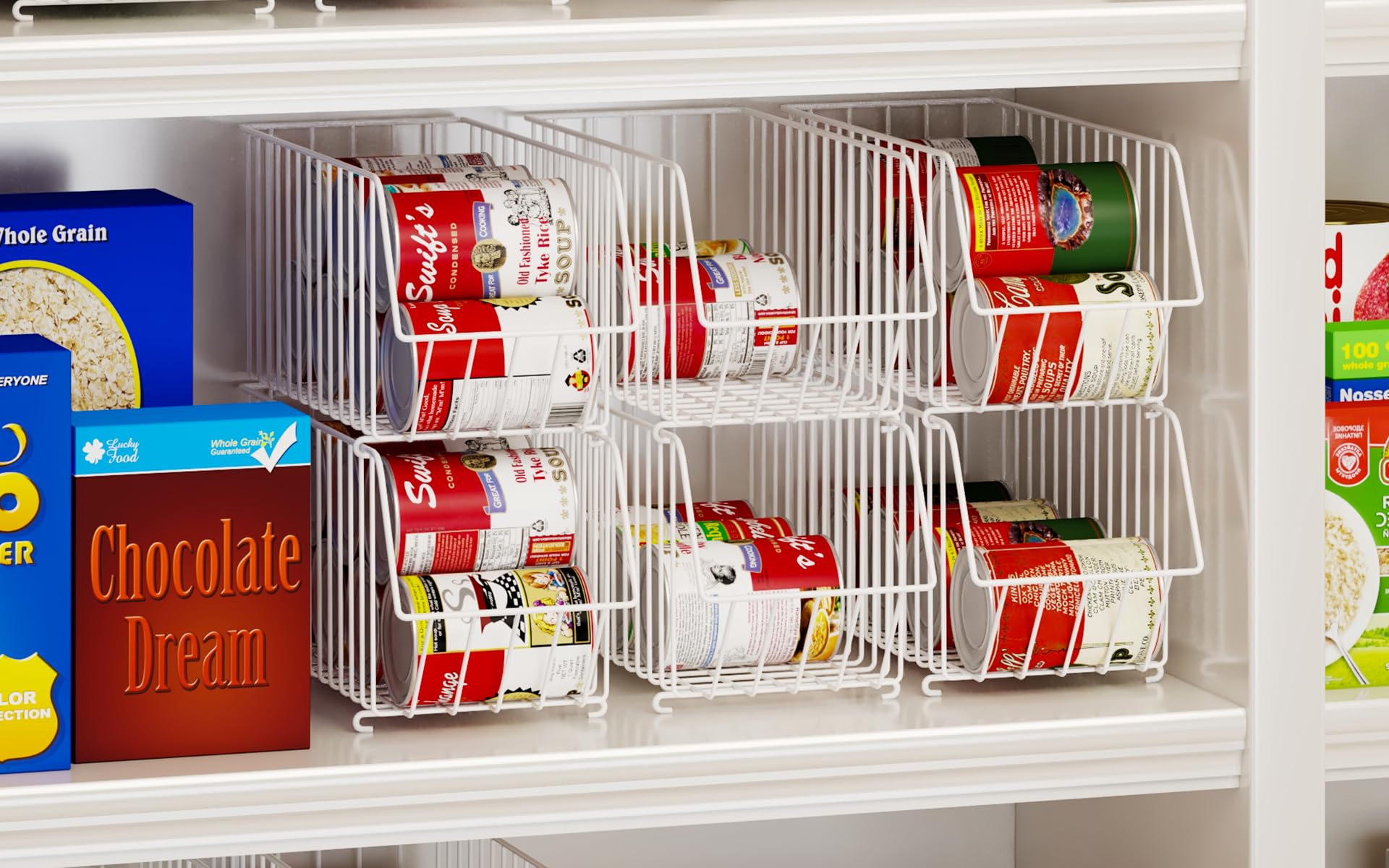 4-Tier Stackable Can Organizer for Pantry & Kitchen - Space-Saving Canned Food Storage Rack for Soup, Soda, Vegetables (15.35