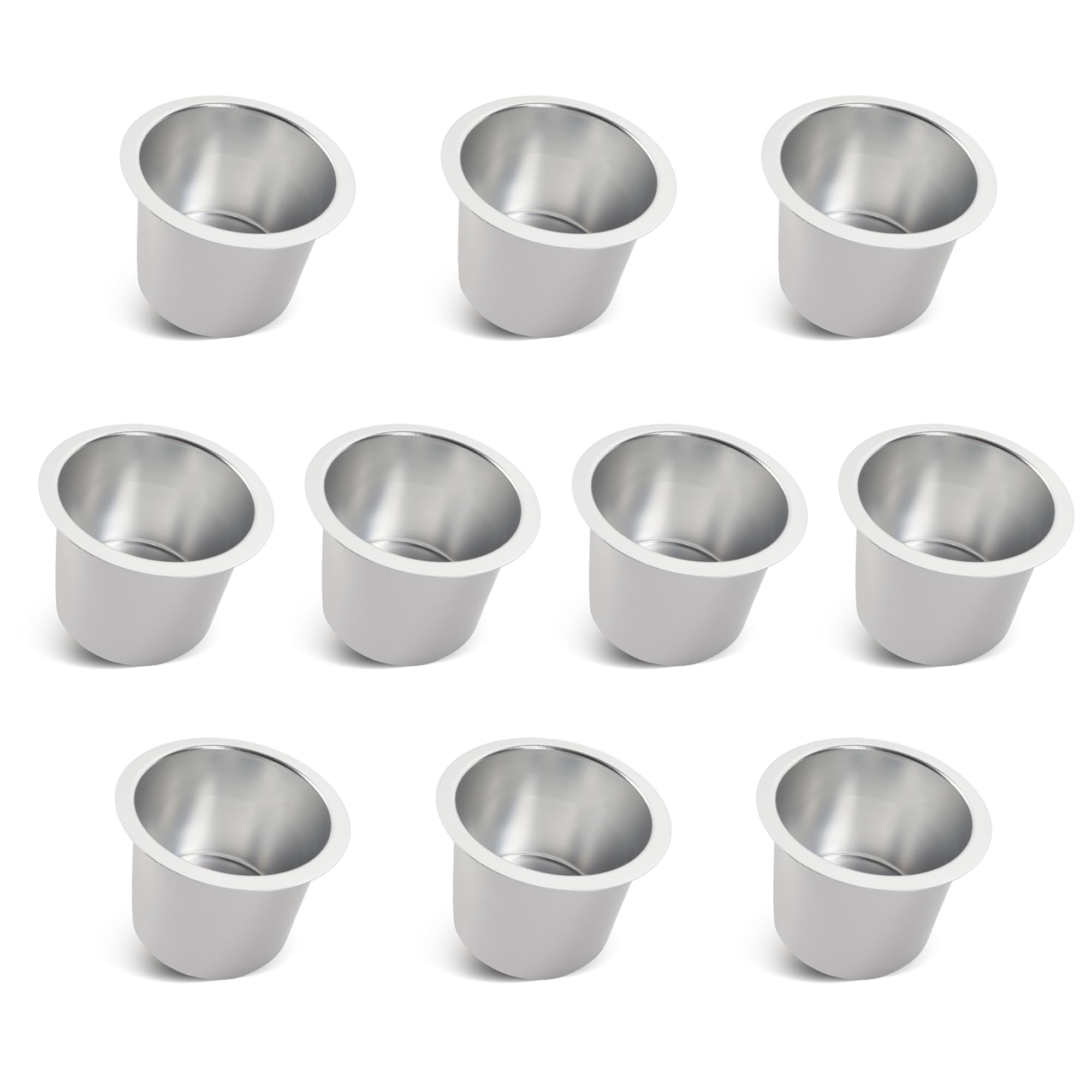 GSE Games & Sports Expert Jumbo Aluminum Cup Holder - 10-Pack Silver Drop-in Drink Holder for Poker Tables, Office Desks, Boats, RVs, Cars & Trucks | Perfect for Parties, Camping & Road Trips
