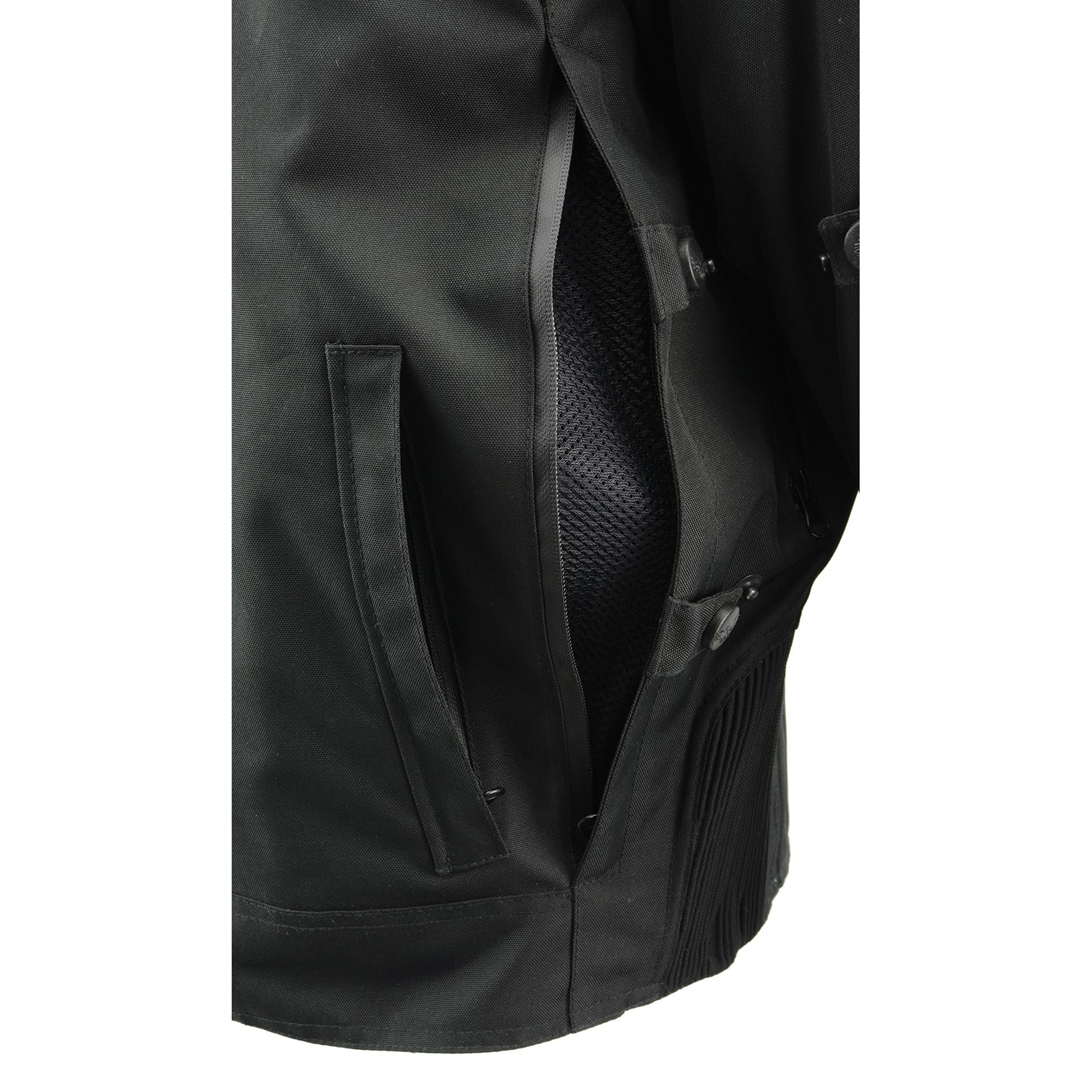 Milwaukee MPM1751 Men's Leather & Textile Armored Motorcycle Jacket with Racing Stripe Design - High Performance Riding Gear for Street Bikers and Cruisers