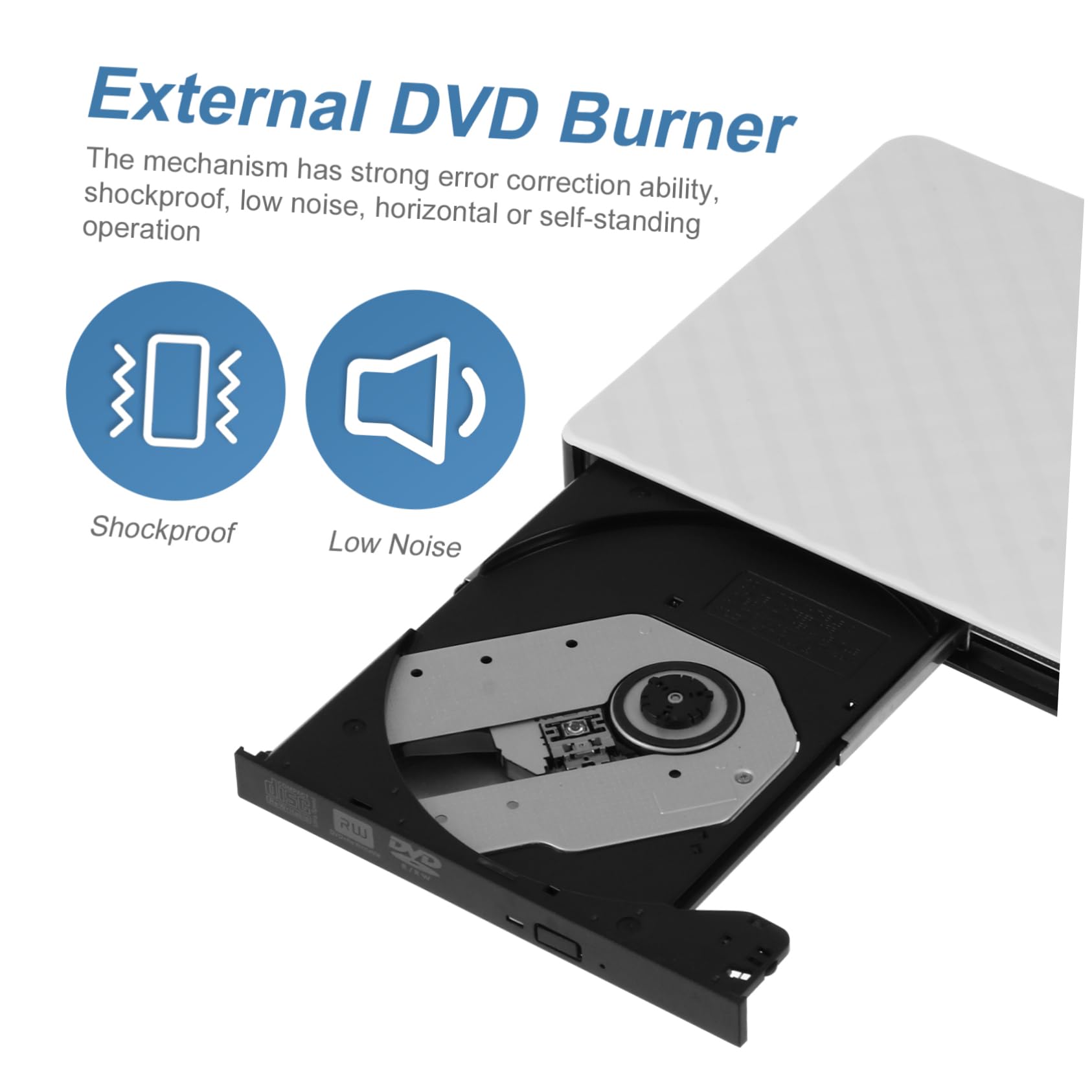 Gadpiparty 3-Pack Portable External DVD Burner Writer - Slim USB CD/DVD ROM Drive for Laptop, Notebook, Ultra Thin SSD Computers - White ABS Player for Movies, Music & Data Backup