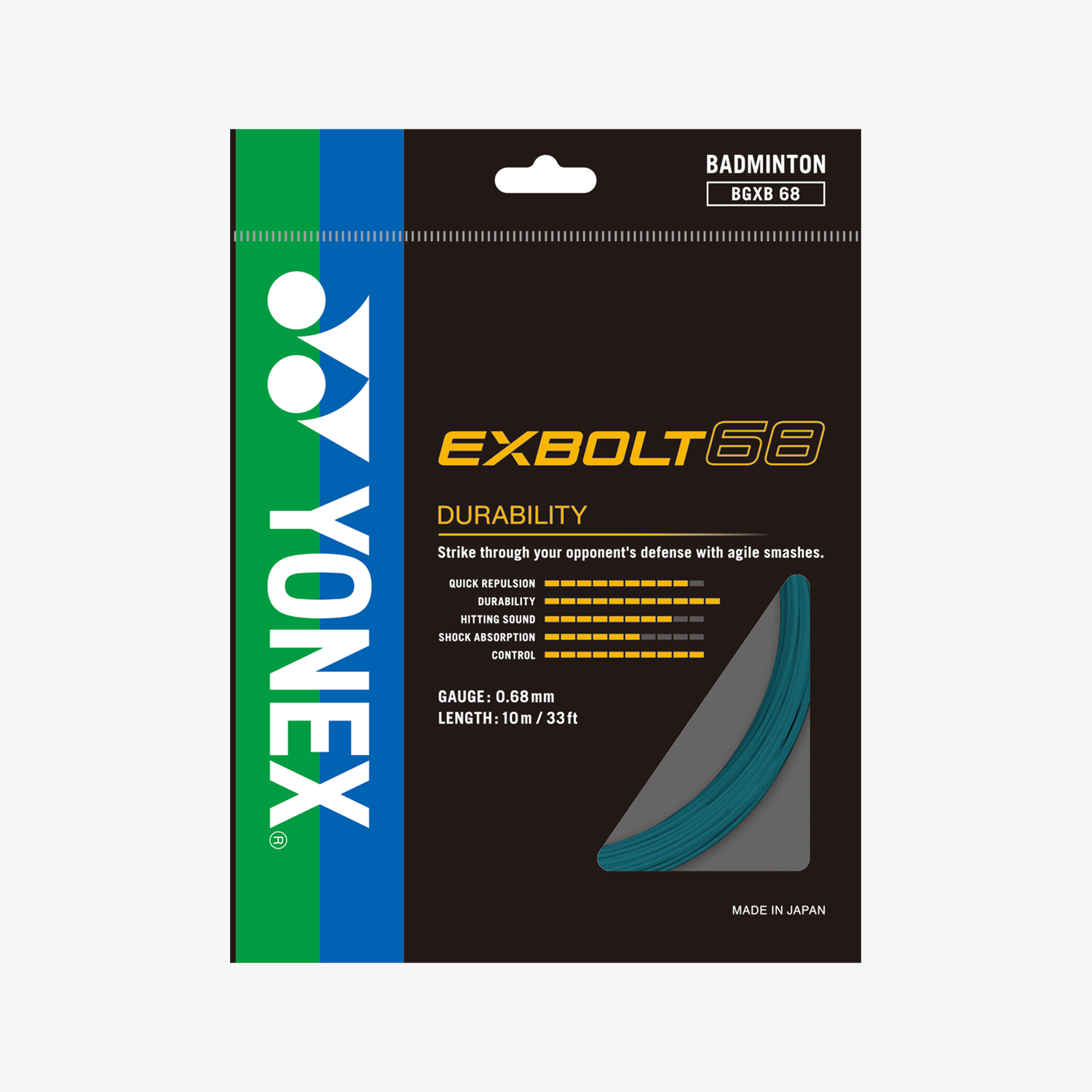 Yonex Exbolt 68 Badminton String - 10m Length, 6 Color Options | High Performance String for Competitive Play & Training