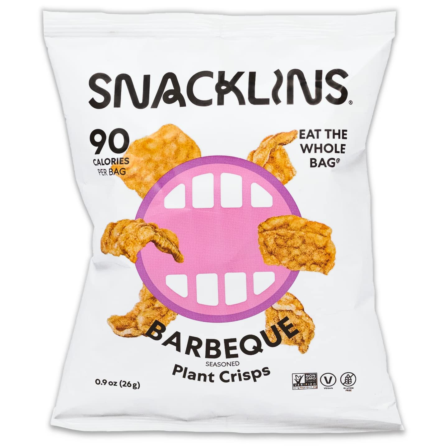 SNACKLINS Plant Based Crisps - Vegan, Gluten-Free, Grain-Free, Low Calorie Healthy Snacks - BBQ Flavor Crunchy Puffed Chips - 0.9oz (Pack of 48) | Perfect for Keto Diet, Weight Loss, Office Snacking & Movie Nights
