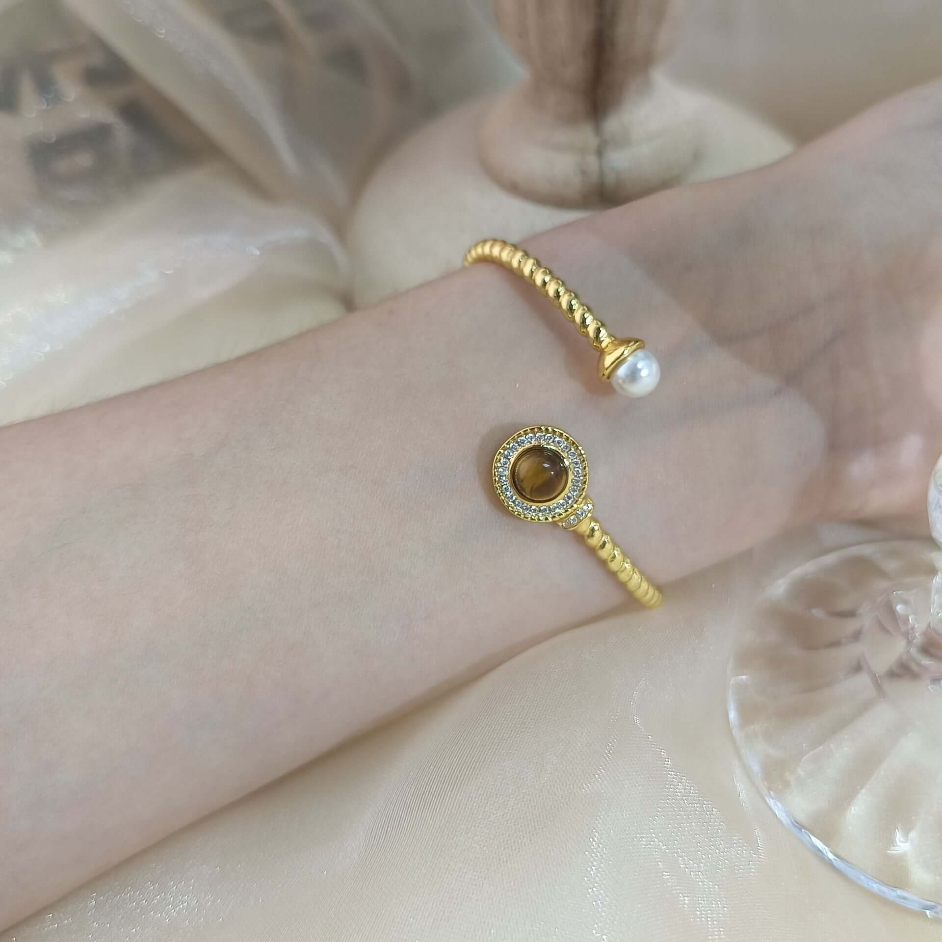 Vintage Tiger Eye Twist Cuff Bangle Bracelet for Women - Handmade Adjustable Boho Arm Jewelry | R1513 | Perfect for Boho Fashion, Festival Outfits & Everyday Wear