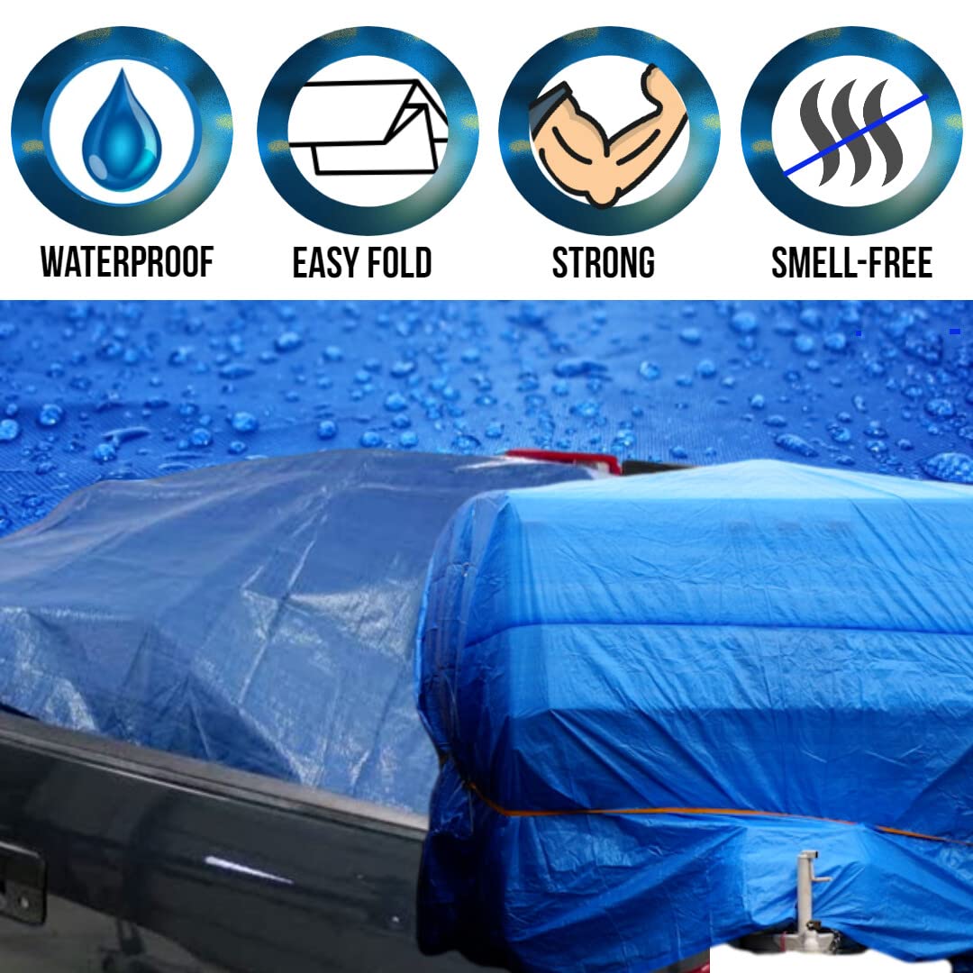 Heavy Duty Waterproof Poly Tarpaulin Cover with Reinforced Grommets - UV Resistant Multi-Purpose Tarp for Pool, Boat, Camping, Canopy & Outdoor Protection - Durable All-Weather Shelter Solution for Home, Garden and Construction Use