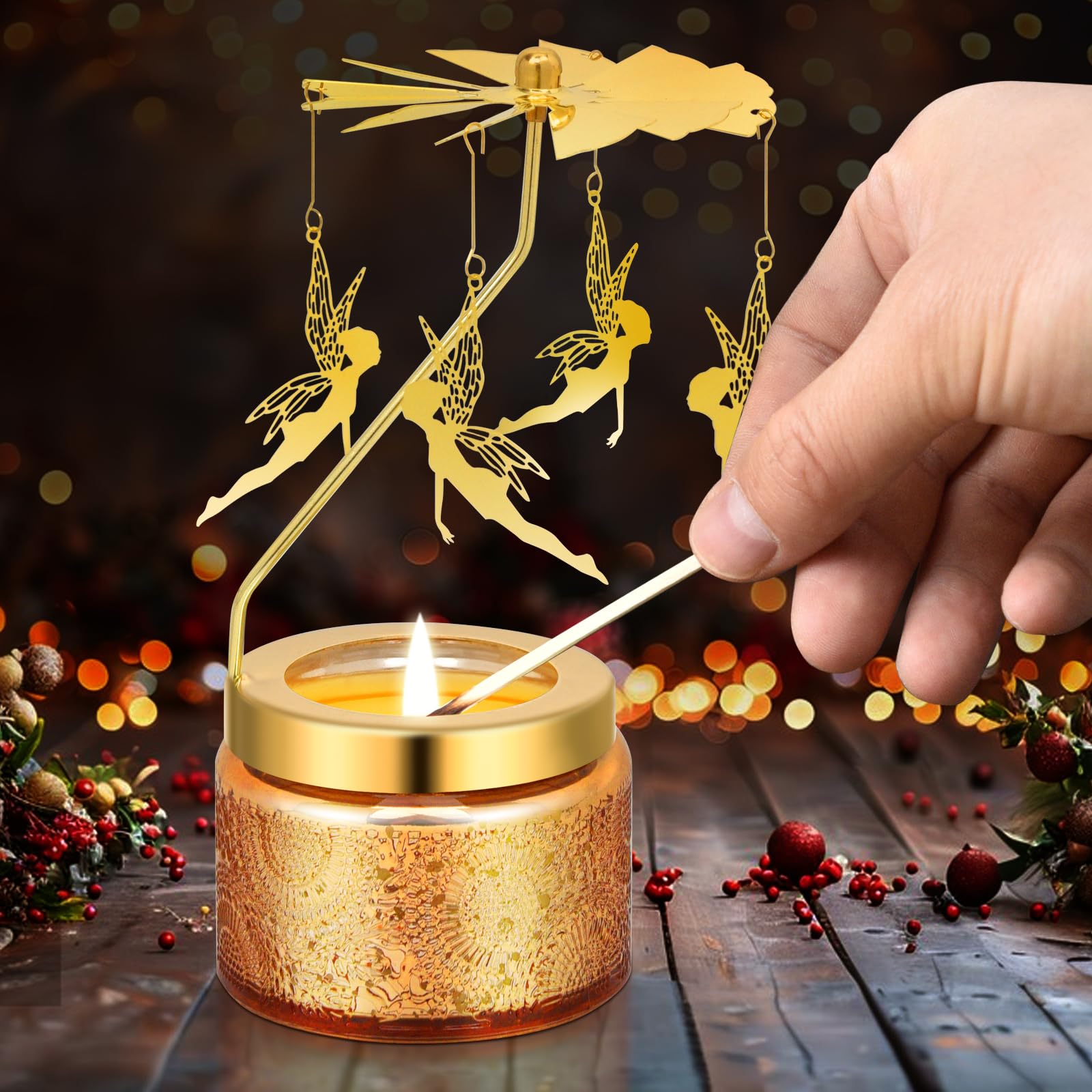 Girl with Wings Rotating Scented Candles Gift Set - Birthday, Christmas, Thanksgiving Present for Women - Perfect for Mom, Sister, Girlfriend & Friends - Home Decor, Relaxation & Romantic Ambiance