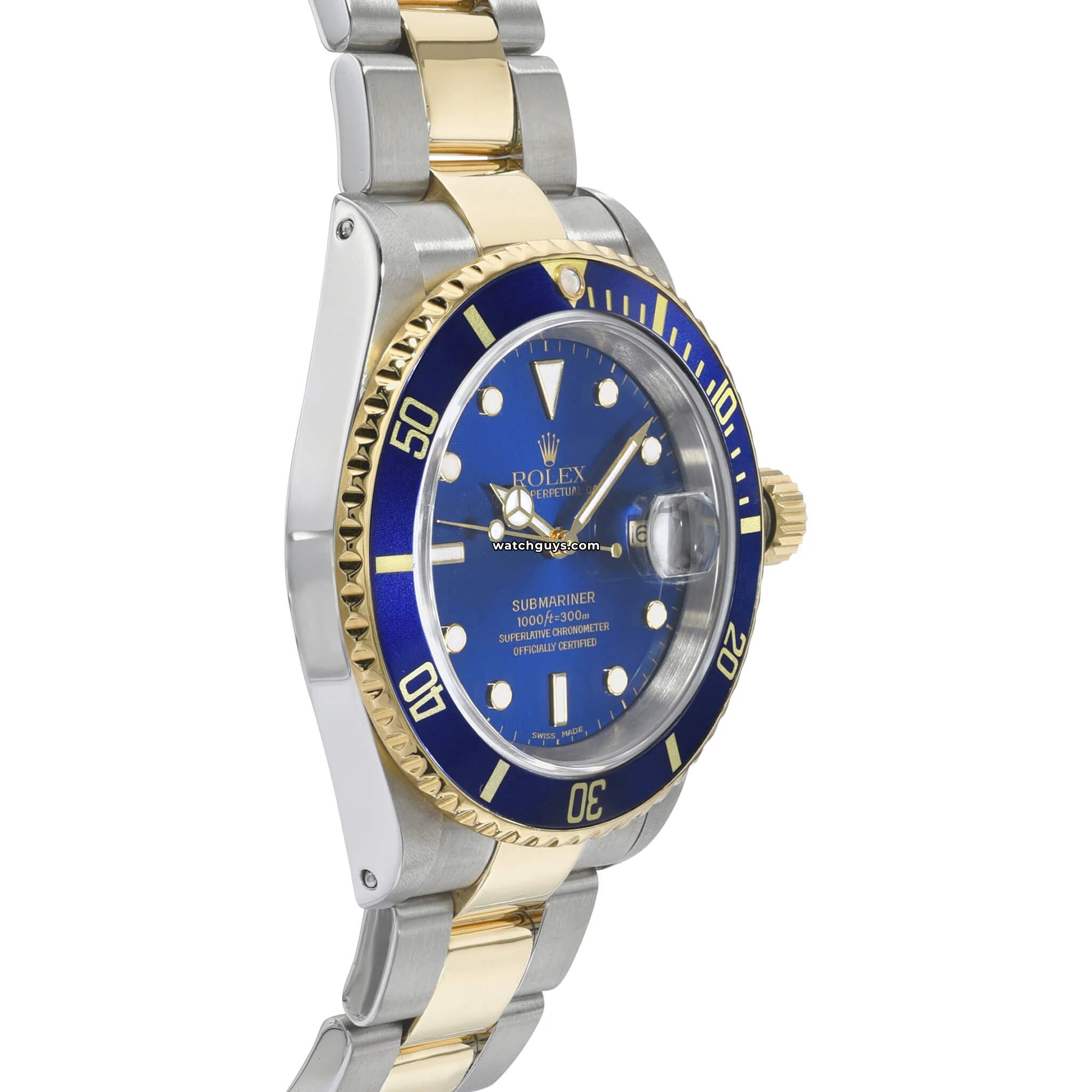 Authentic Rolex Submariner 16613 Blue & Gold Two-Tone Men's Luxury Dive Watch - Perfect for Diving, Business & Special Occasions