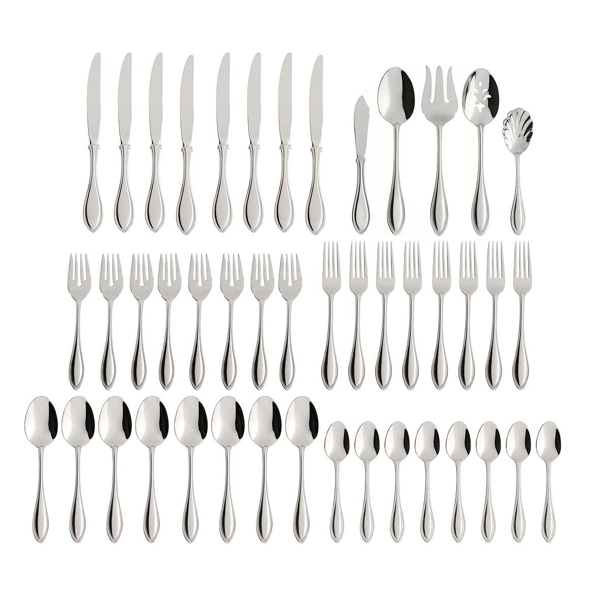 American Harmony 45-Piece Stainless Steel Flatware Set - Service for 8, Elegant Dining Silverware for Restaurants, Weddings & Everyday Use