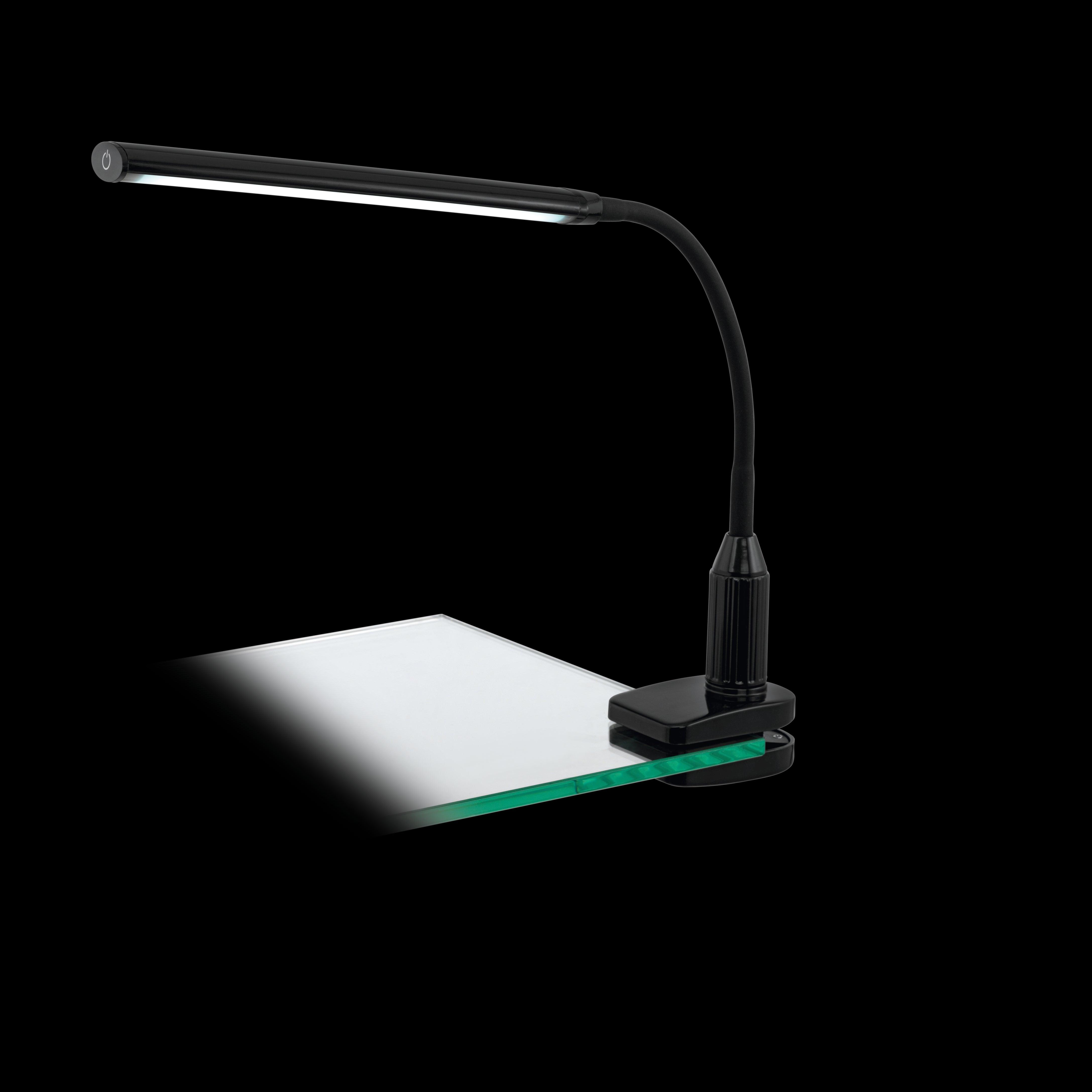 Eglo Laroa Black LED Flexible Table Clamp Task Lamp - Adjustable Desk Light for Reading, Studying & Office Work - Dimmable LED Lighting for Home & Workspace