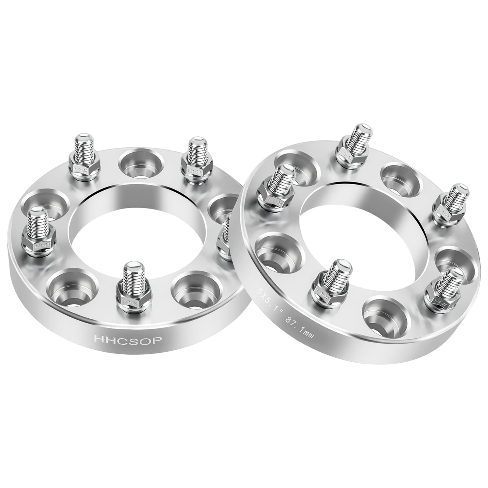 5x5 Wheel Spacers 1 Inch (2PCS) - Compatible with Jeep Grand Cherokee, Wrangler, Commander - 5x127 Wheel Adapters with 87.1mm Hub Bore & 1/2x20 Studs - Enhance Off-Road Performance & Vehicle Stance