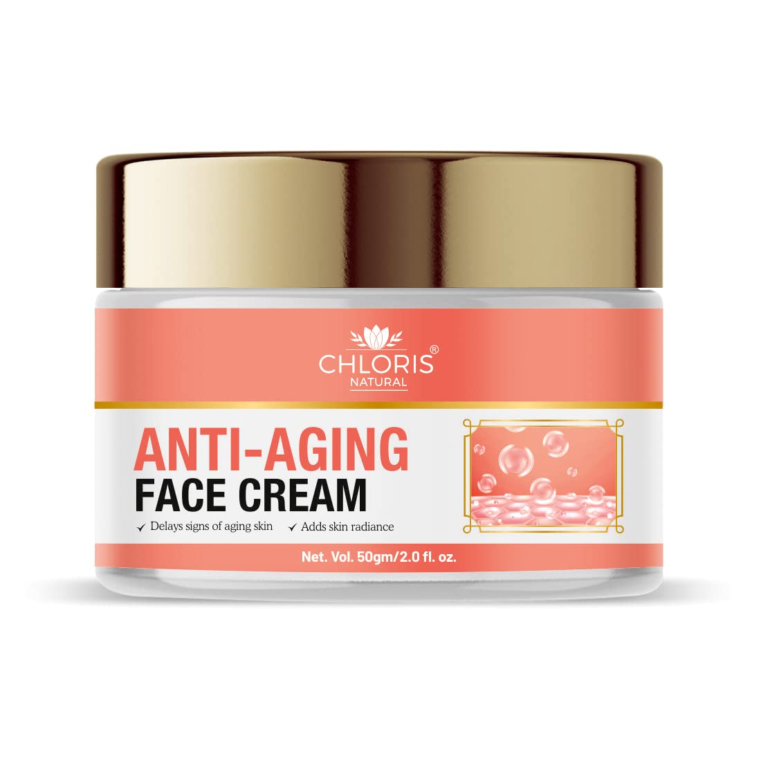 CHLORIS NATURAL Anti Aging Face Cream for Women - Collagen Boosting & Deep Moisturizing Firming Cream | 50gm | Reduces Wrinkles & Fine Lines | Day & Night Use for Youthful Glow | Perfect for Dry & Mature Skin Care Routine