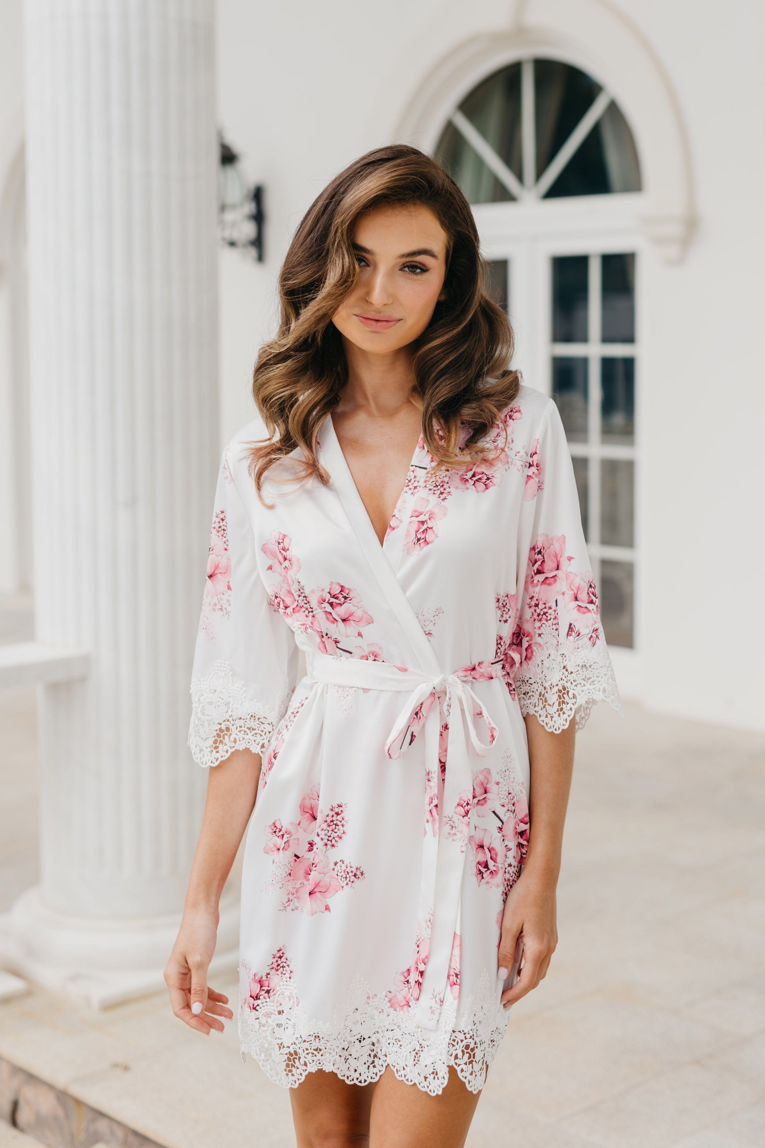 Elegant Ivana Floral Printed Robe - Soft & Comfortable Women's Kimono Bathrobe for Spa, Lounge, and Beach Cover-Up
