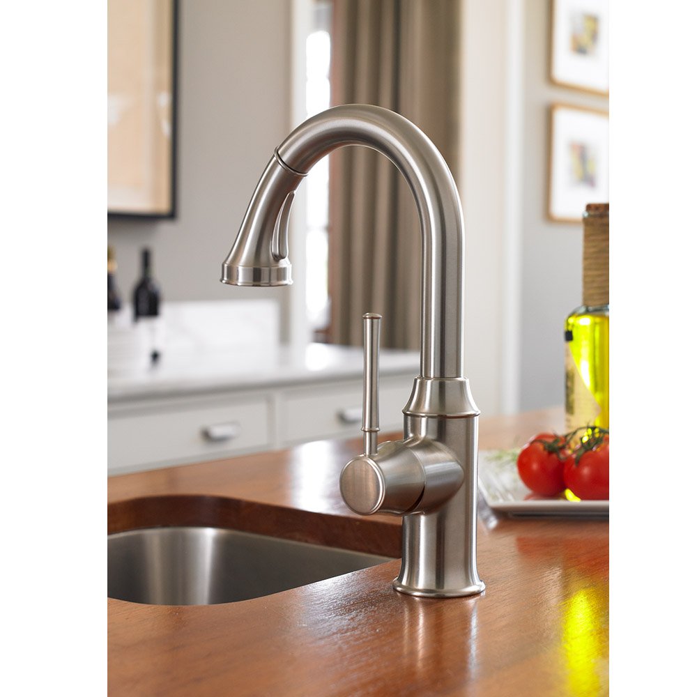 hansgrohe Talis C Bronze Bar Kitchen Faucet with Pull Down Sprayer, Magnetic Docking Spray Head, Rubbed Bronze 04216920 - Perfect for Modern and Rustic Kitchen Sinks