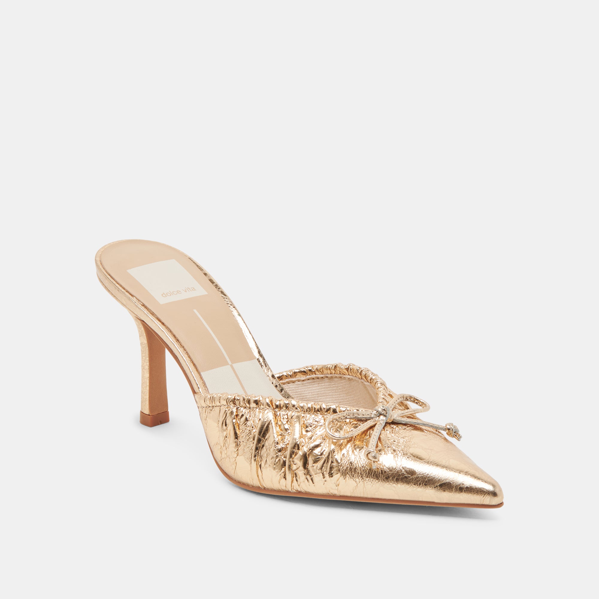 KAIRI Women's Gold Distressed Leather Heels - Stylish High Heel Pumps for Parties, Weddings & Evening Events