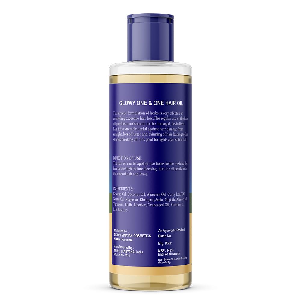 GLOWY Ayurvedic Maha Bhringraj Hair Oil with Amla Extracts - Natural Herbal Treatment for Scalp Massage, Hair Growth, Reduce Hair Fall & Strengthen Hair | Perfect for Daily Hair Care & Relaxing Scalp Therapy