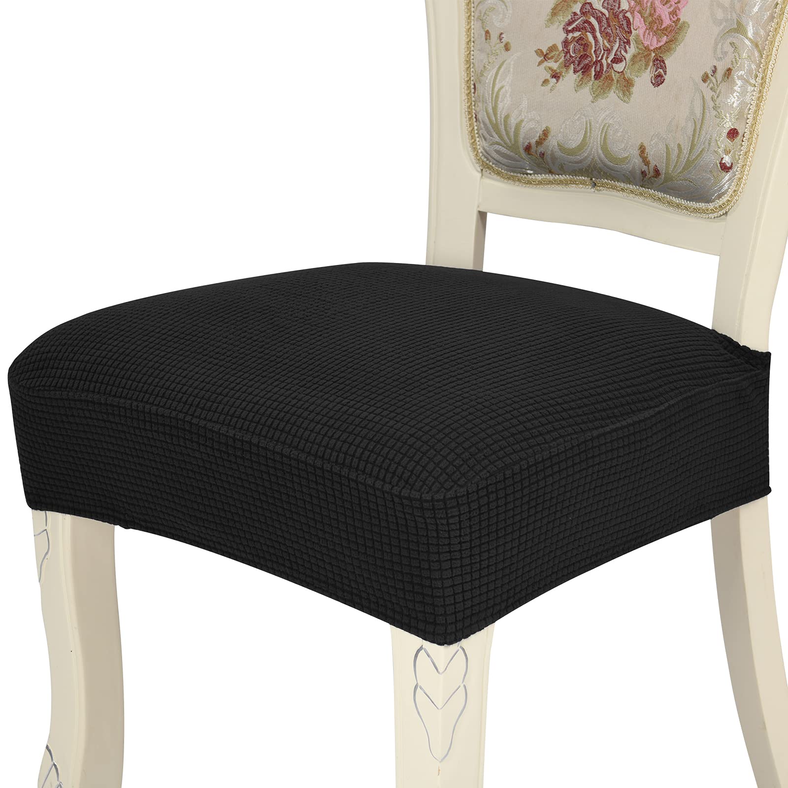 LIFE MAGIC Stretch Washable Dining Chair Covers Set of 6 - Black Parsons Chair Slipcovers with Rear Coverage | Perfect for Kitchen, Dining Room & Home Decor