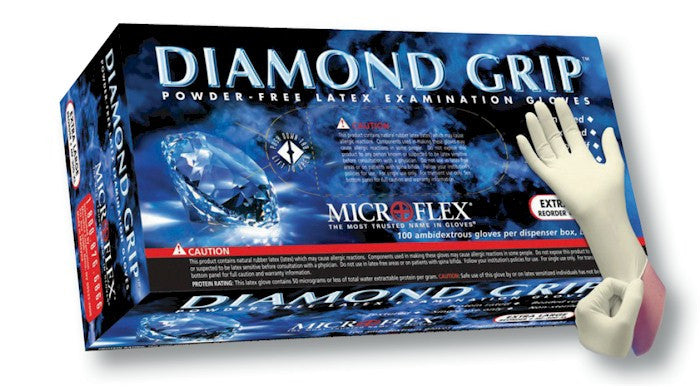 Microflex MF 300 Powder-Free Latex Exam Gloves - Diamond Grip Texture, 100pcs/Box - Ideal for Medical, Dental, Tattoo & Food Handling Professionals