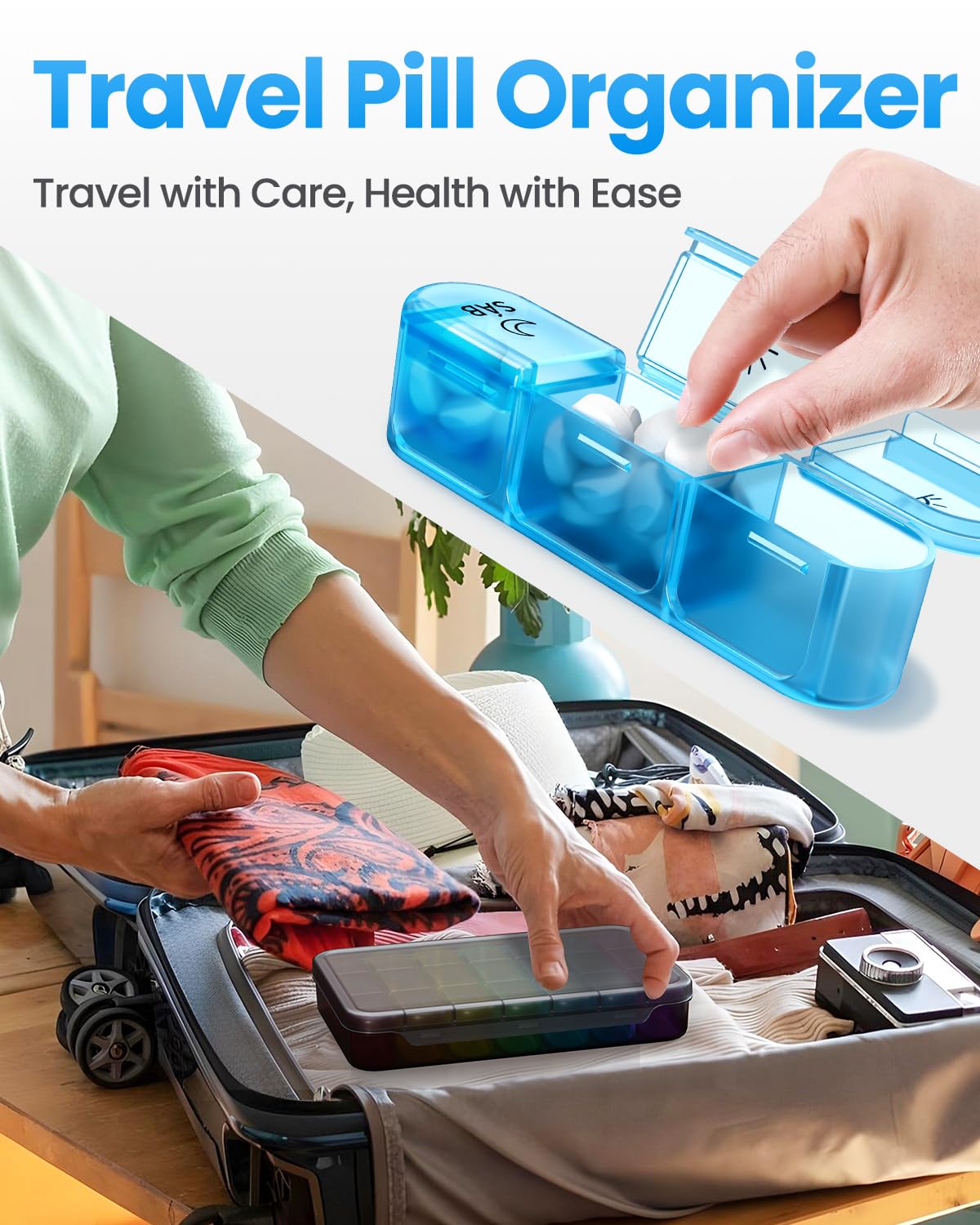 Weekly Pill Organizer 3 Times a Day - Large 7-Day Medicine Box with 3 Daily Compartments for Vitamins, Supplements & Medications | Perfect for Travel, Home Use & Elderly Care