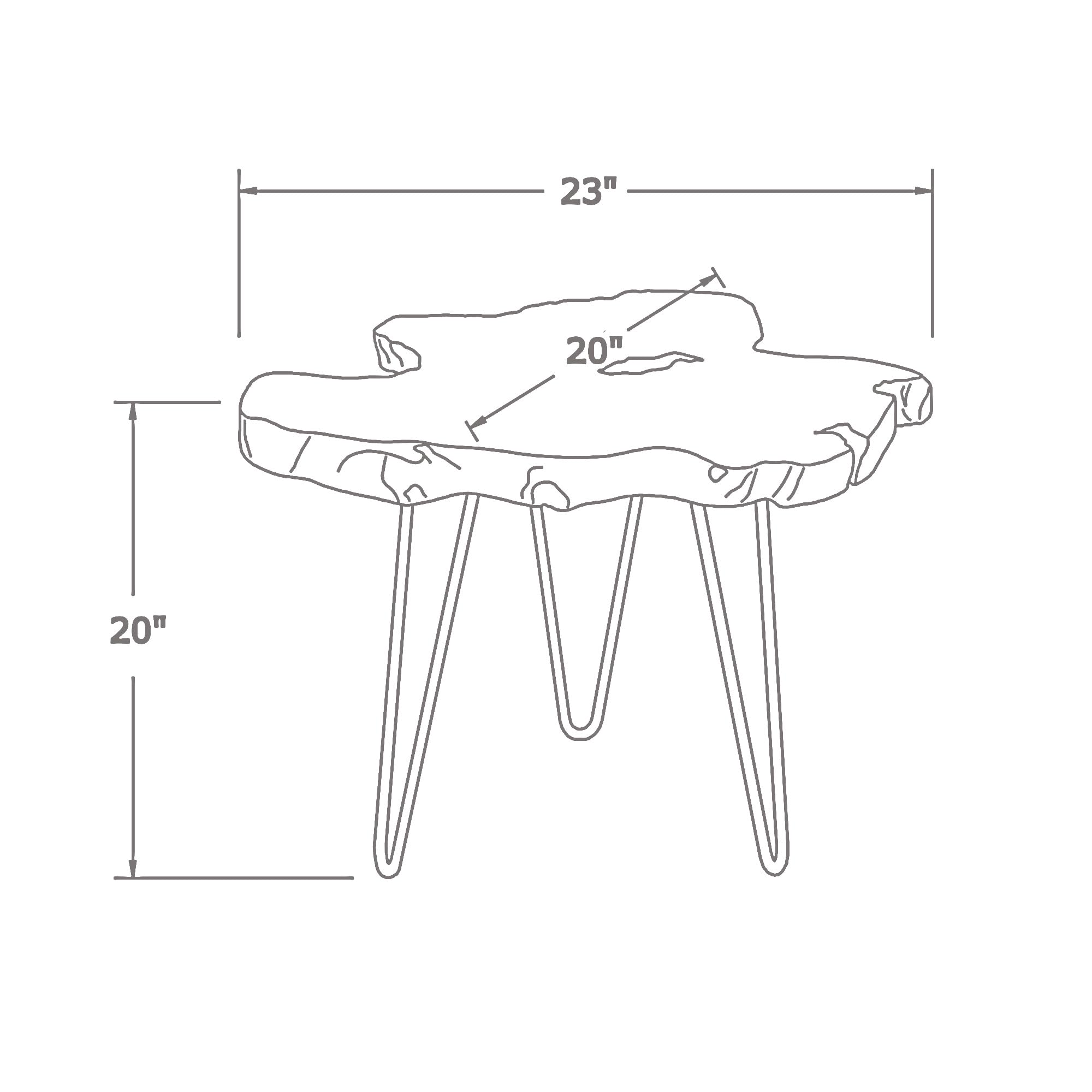 Sustainable Teak Wood Side Table with Metal Legs - Modern Tree Stump End Table for Living Room, Bedroom, Office | Perfect as Plant Stand, Nightstand or Coffee Table Accent