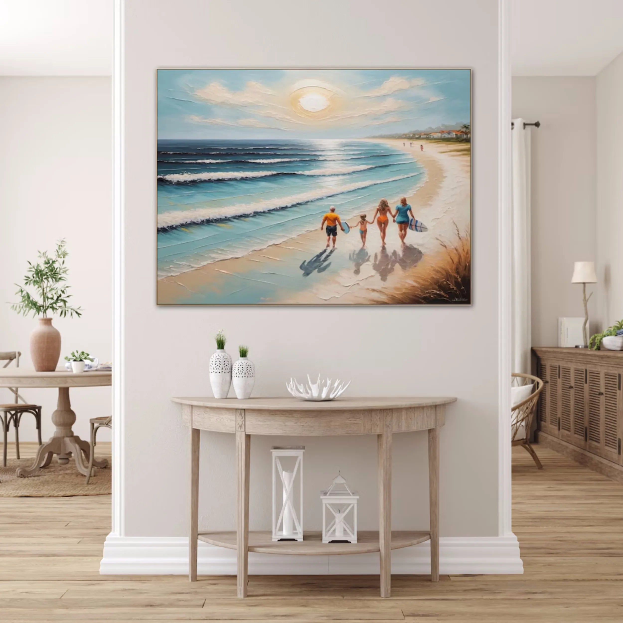 Ocean and Sky Painting #OS 137 - Handmade Coastal Wall Art for Beach House Decor, Living Room & Bedroom