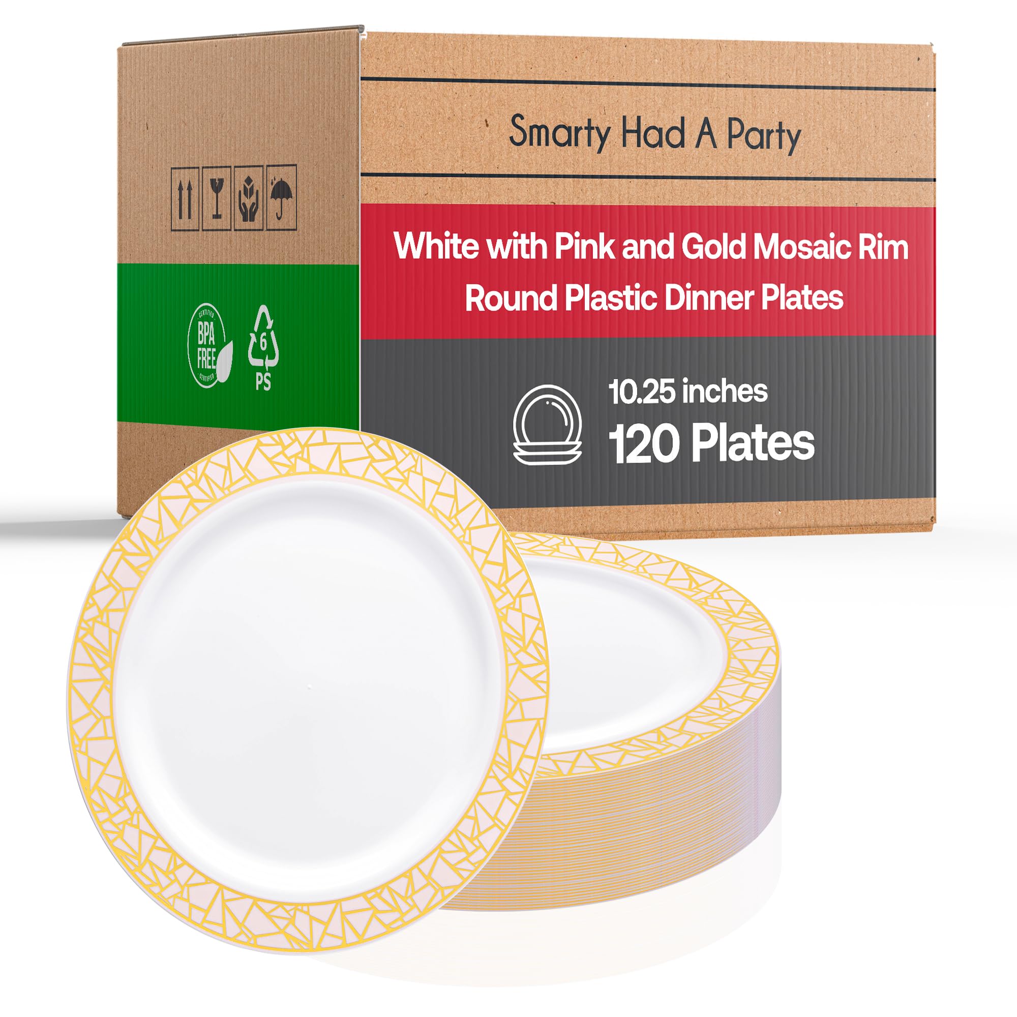 Elegant Disposable Plastic Dinner Plates 120 Pcs - 10.25