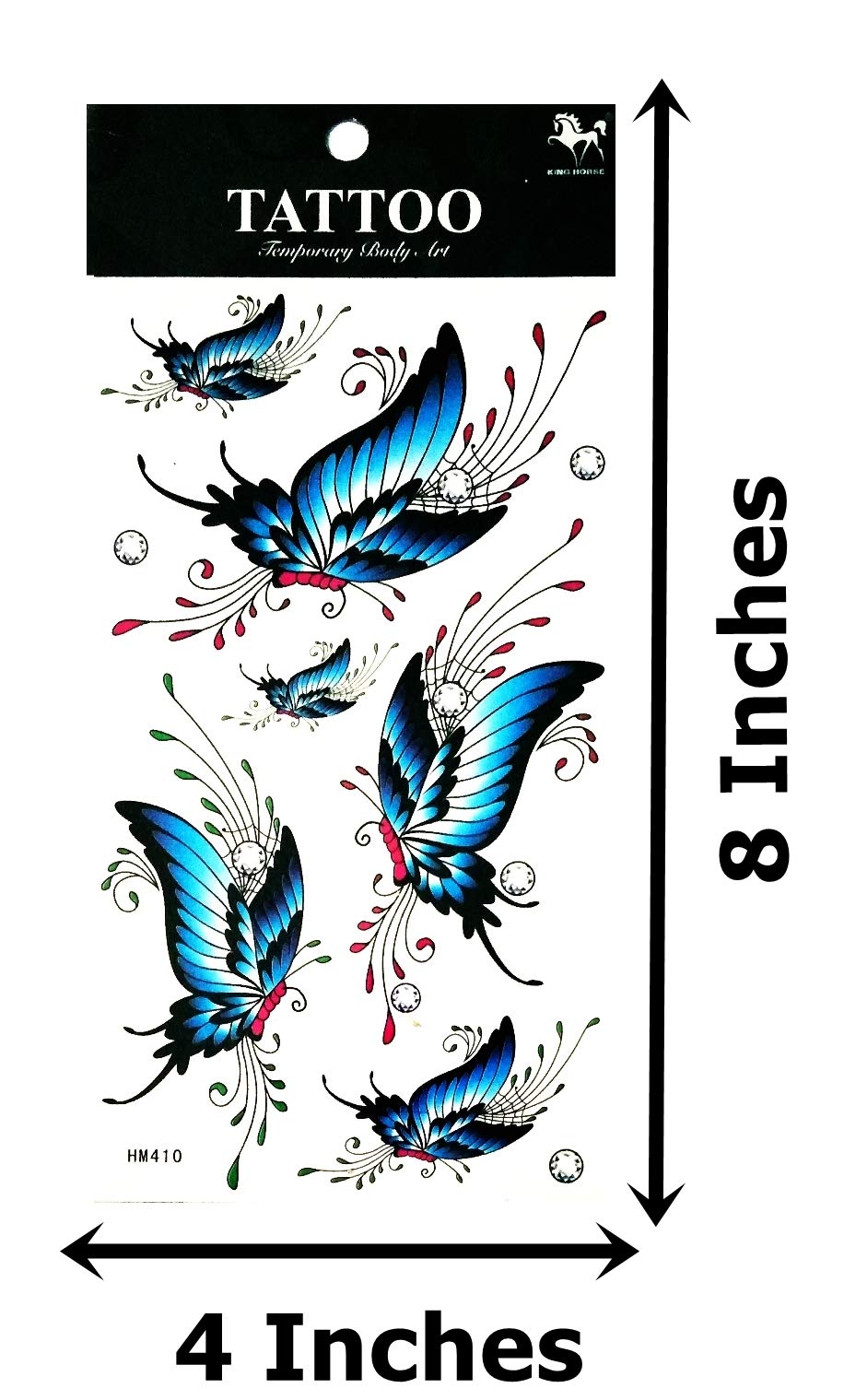 Blue Butterfly Temporary Tattoo Sticker - Waterproof Fake Tattoo for Women, Men, Girls & Boys - NipitShop 1 Sheet - Perfect for Parties, Festivals & Costume Events