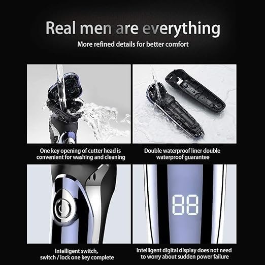 Best Men's Electric Shaver - Waterproof Cordless Rotary Razor with Beard Trimmer & USB Charging | Dry/Wet Use for Travel, Home & Office Shaving | Perfect Gift for Husband & Father