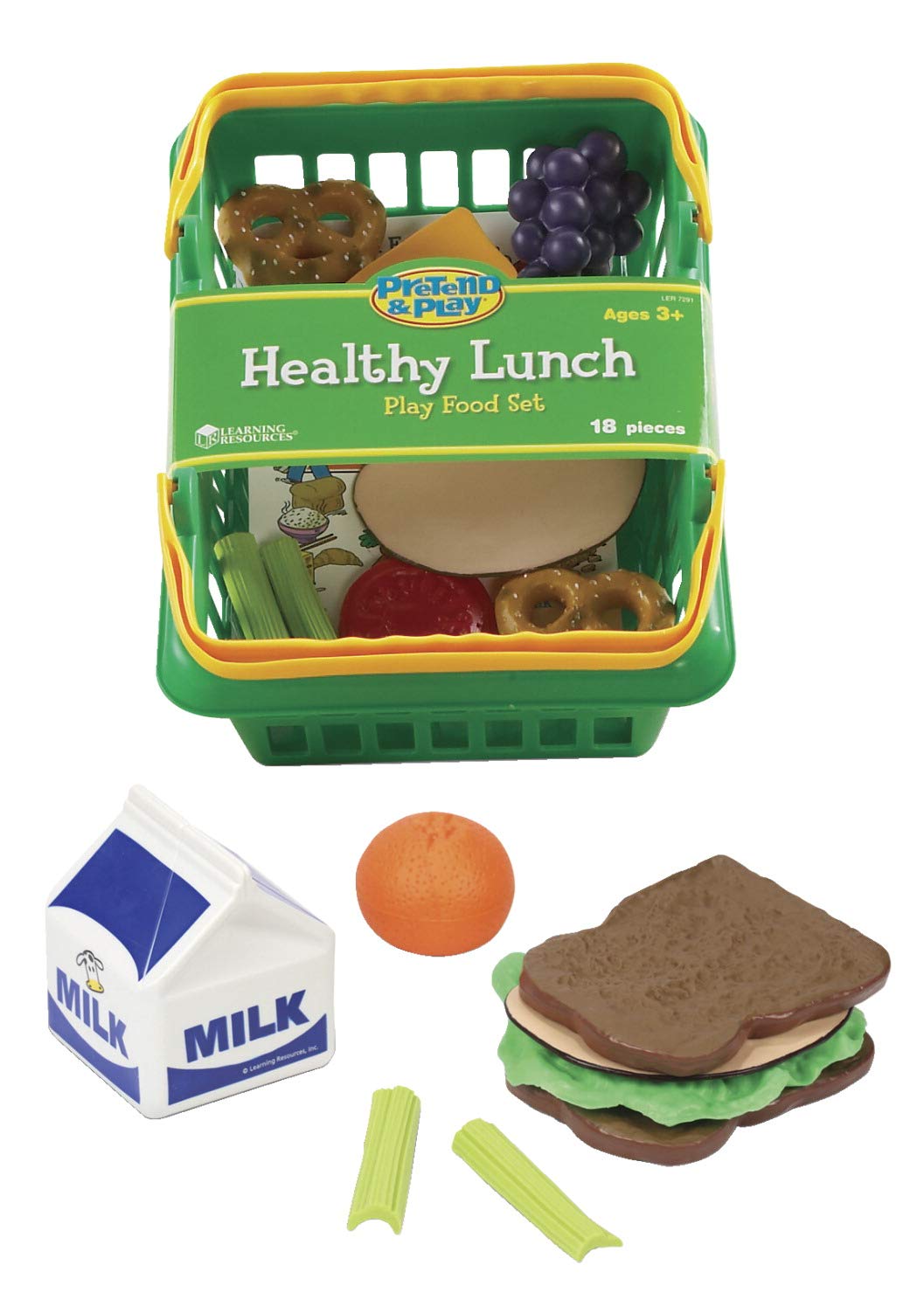 Learning Resources Healthy Lunch Basket - 17 Piece Pretend Play Food Set for Toddlers & Preschoolers Ages 3+, Kids Kitchen Play Toys for Early Learning & Imaginative Play | Perfect for Daycare, Homeschool & Family Fun