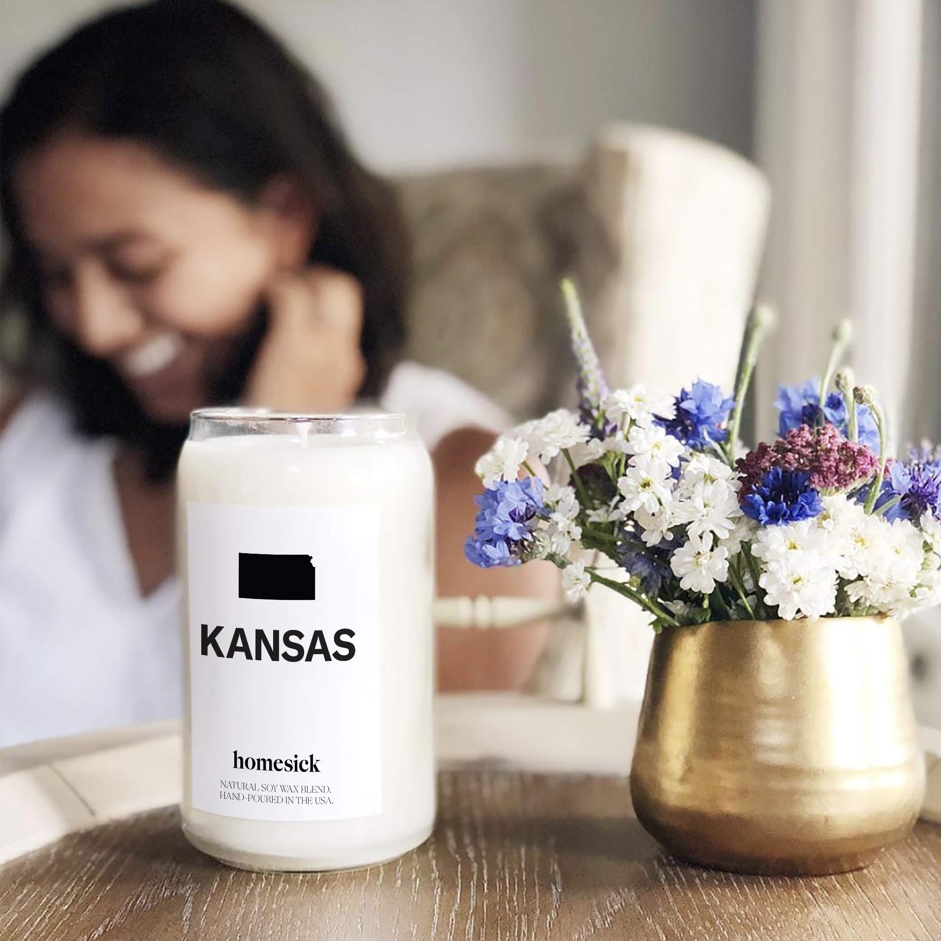 Premium Kansas Scented Candle - Lime, Grass & Cotton Aromatherapy | 13.75 oz Natural Soy Blend Candle | 60-80 Hour Burn Time | Home Decor & Relaxation Gift for Stress Relief, Meditation & Cozy Evenings