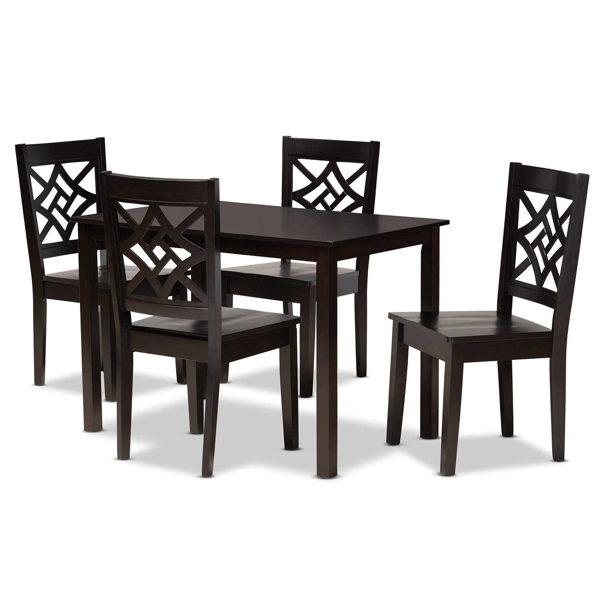 Baxton Studio Nicolette 5-Piece Dark Brown Wood Dining Set - Perfect for Small Spaces & Modern Kitchens
