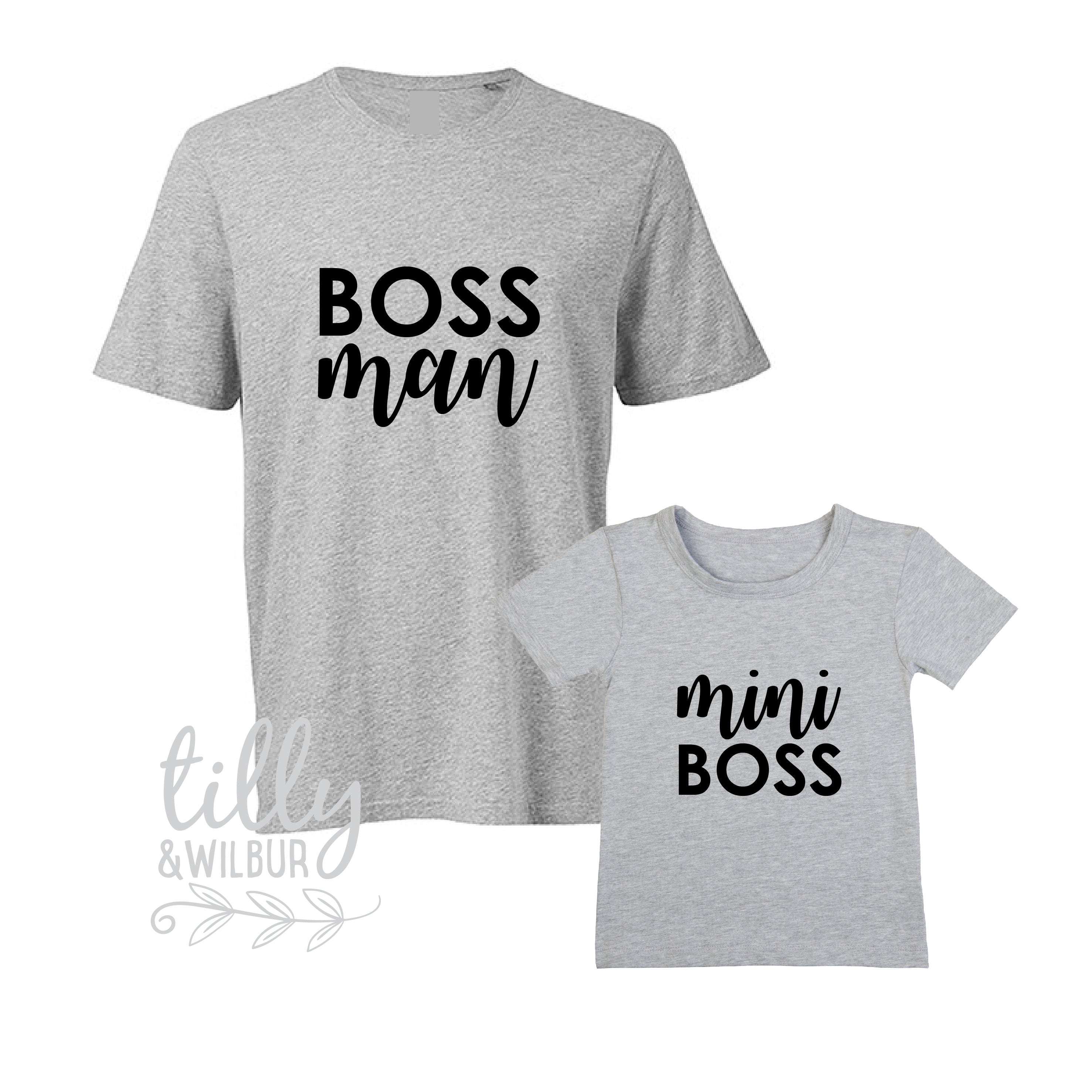 Boss Man & Mini Boss Matching Father Son T-Shirt Set - Cute Outfits for Dads and Kids - Perfect for Family Photos, Father's Day & Special Occasions