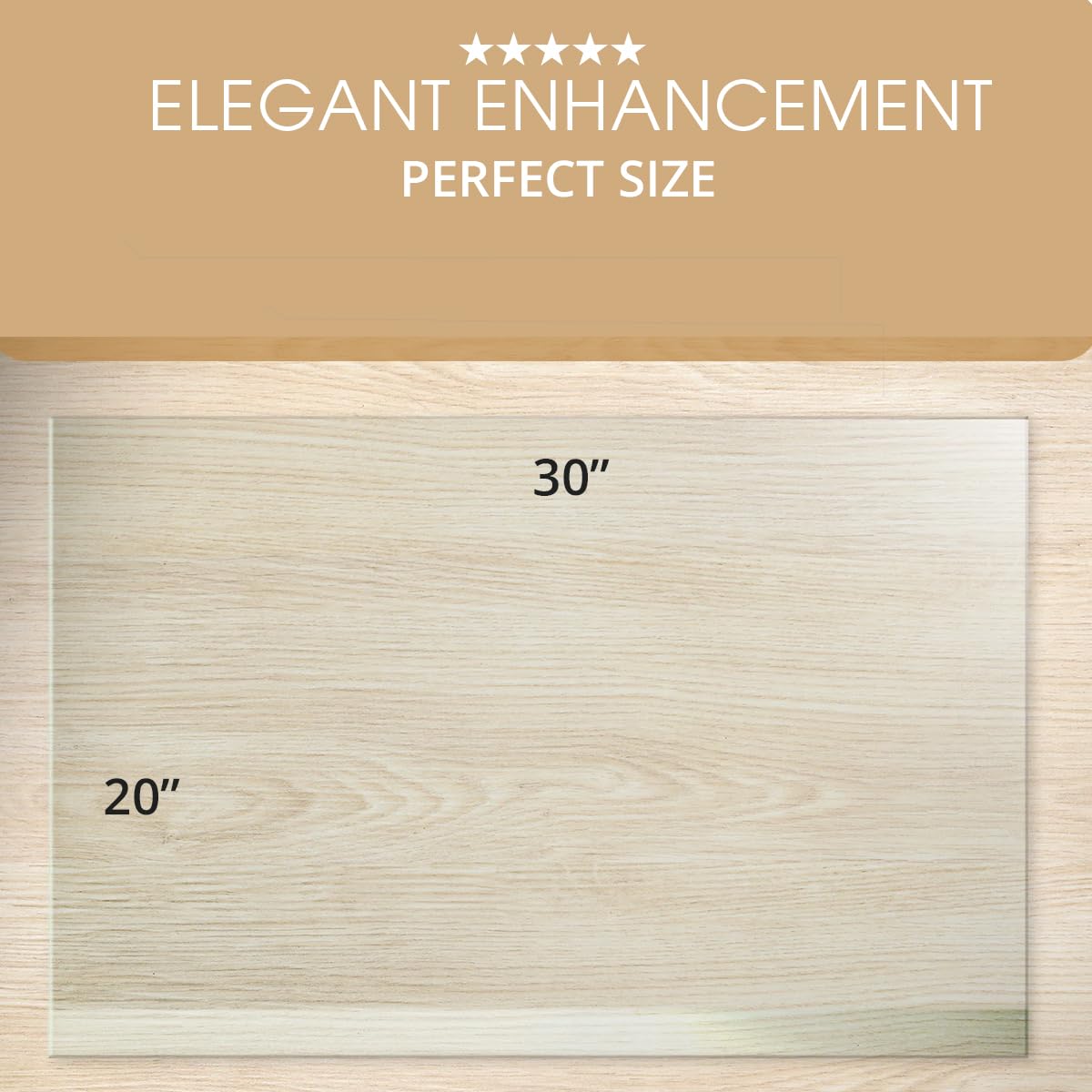 Premium Tempered Glass Desk Pad with Beveled Edge - 20